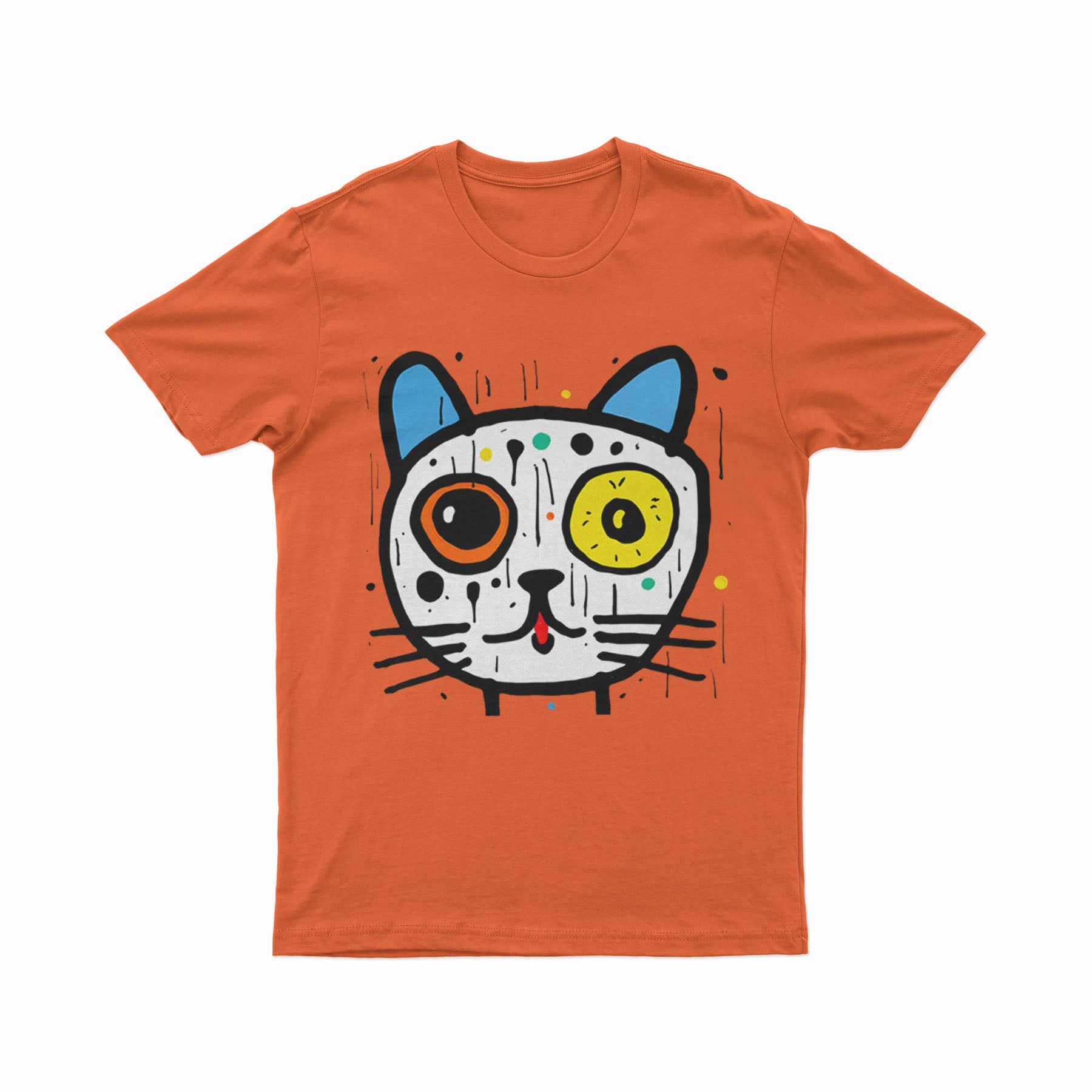 Abstract Neon Cat T-Shirt – Lightweight & Breathable Artistic Tee for Summer & Everyday Wear