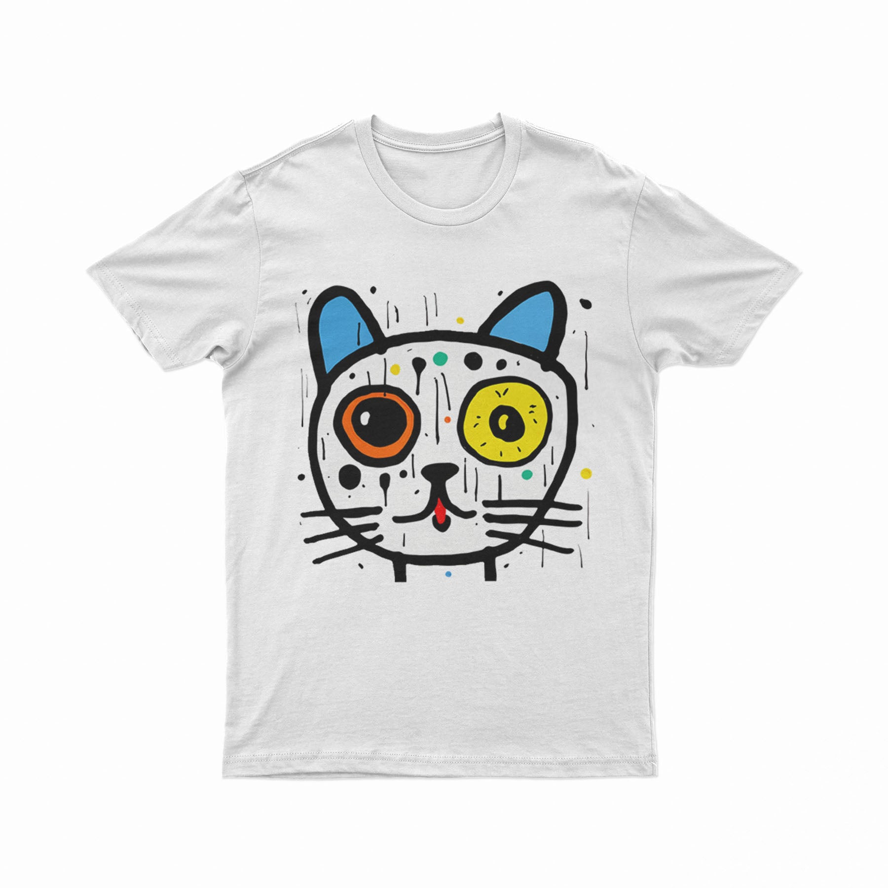 Abstract Neon Cat T-Shirt – Lightweight & Breathable Artistic Tee for Summer & Everyday Wear