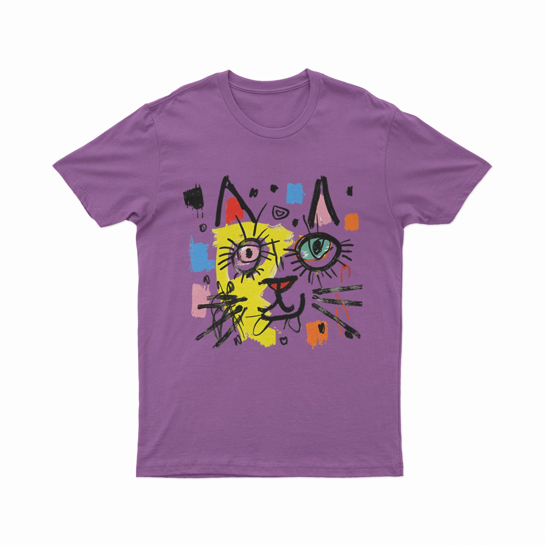 FunkyKolors Retro Cat Tee – Edgy Look for Art & Music Lovers