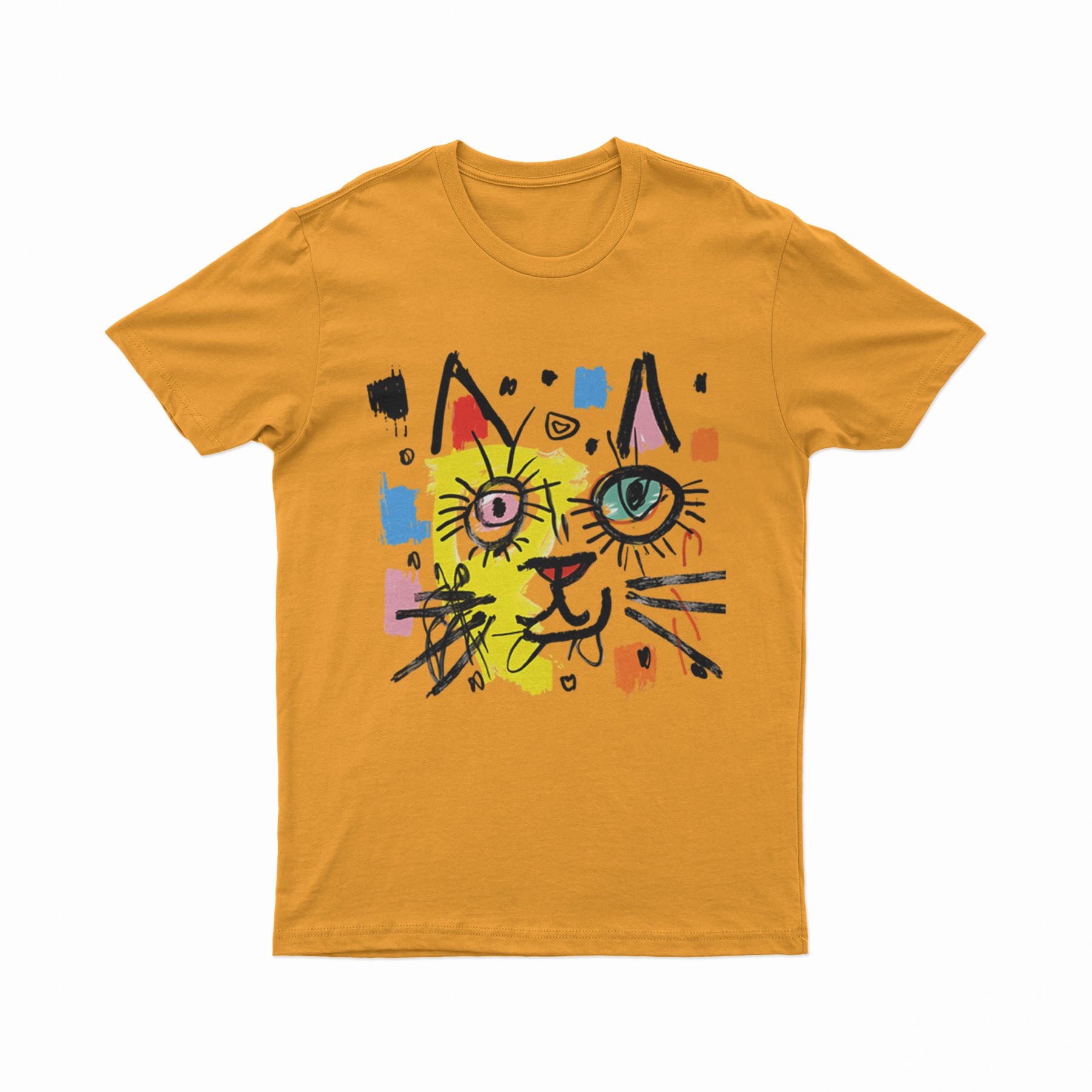 FunkyKolors Retro Cat Tee – Edgy Look for Art & Music Lovers