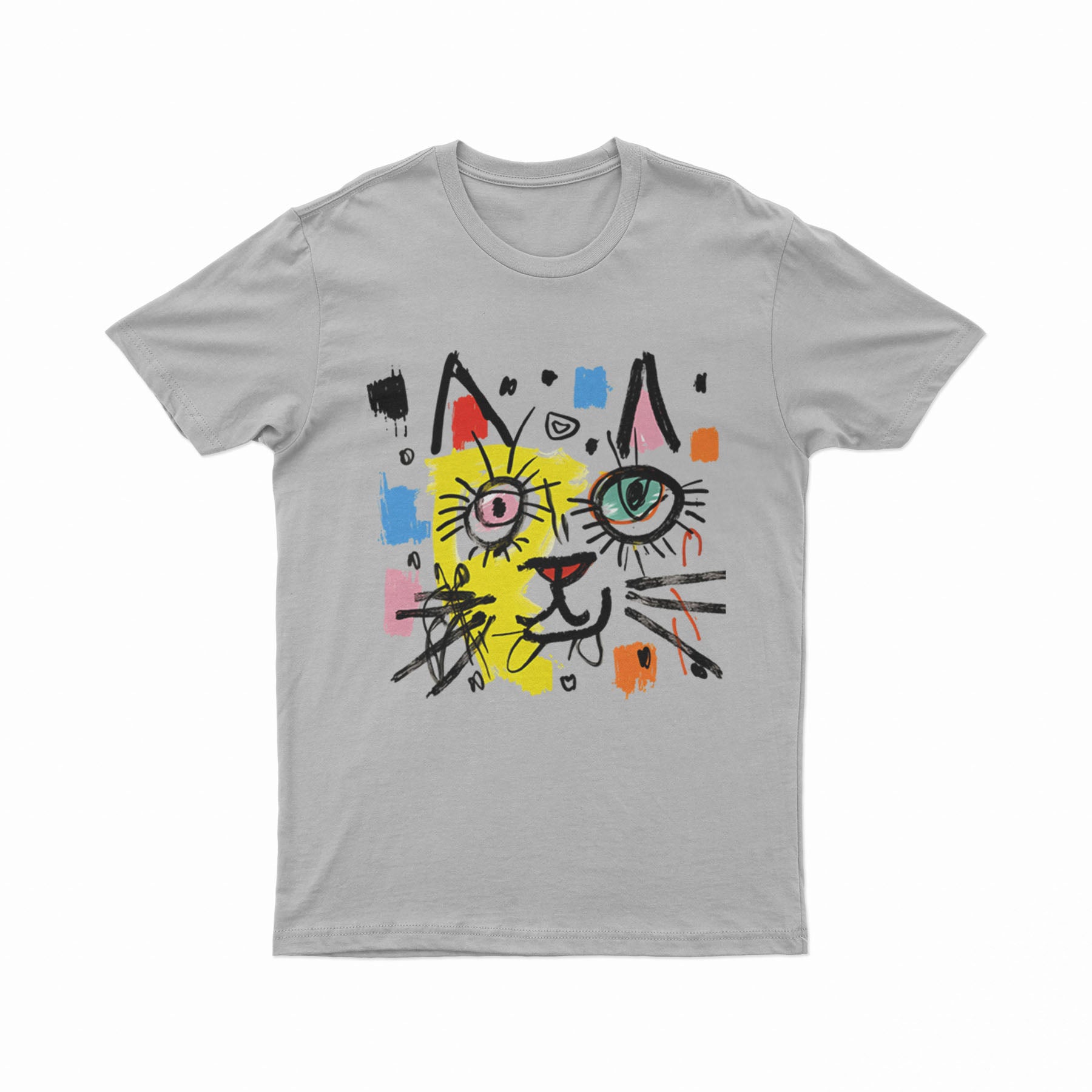 FunkyKolors Retro Cat Tee – Edgy Look for Art & Music Lovers