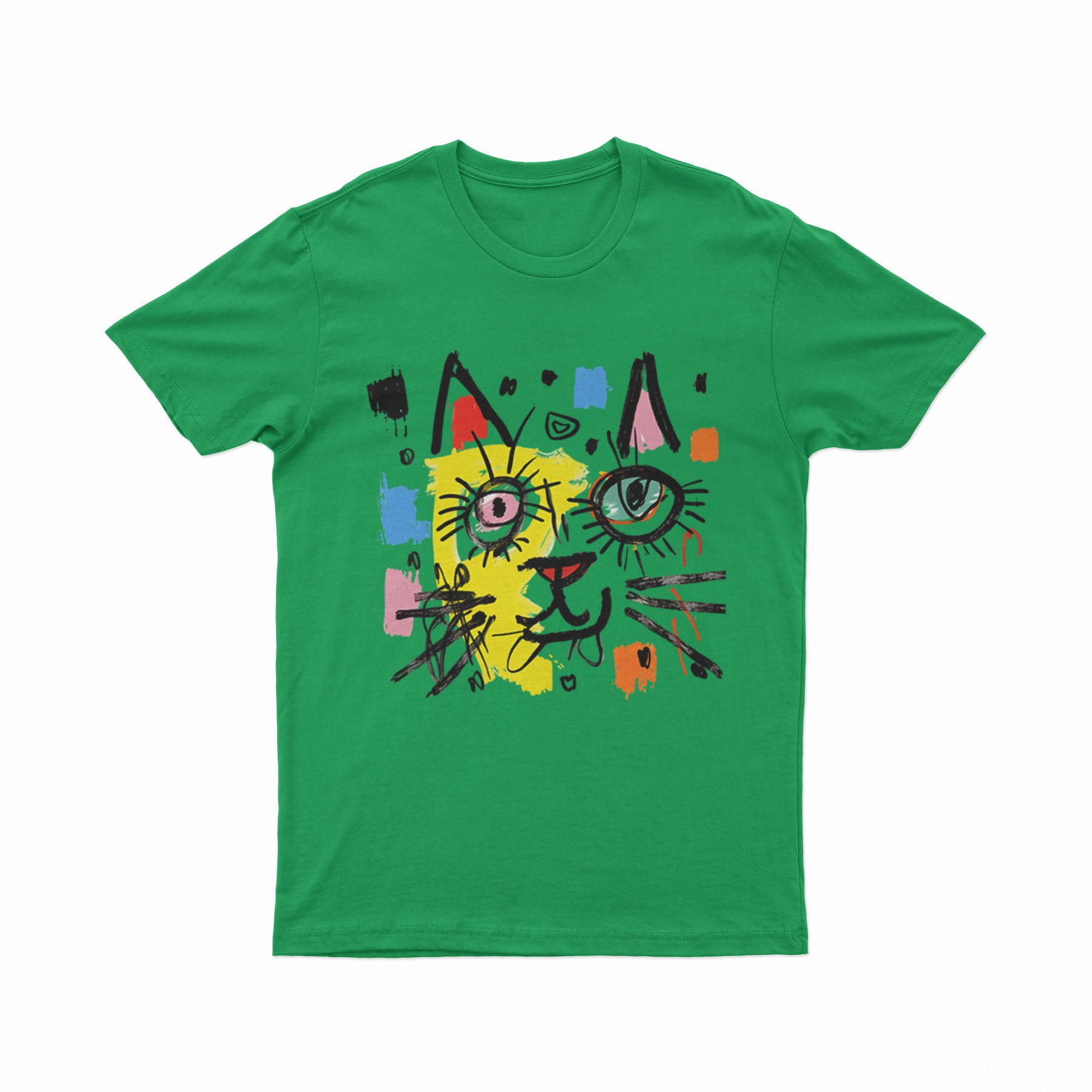 FunkyKolors Retro Cat Tee – Edgy Look for Art & Music Lovers
