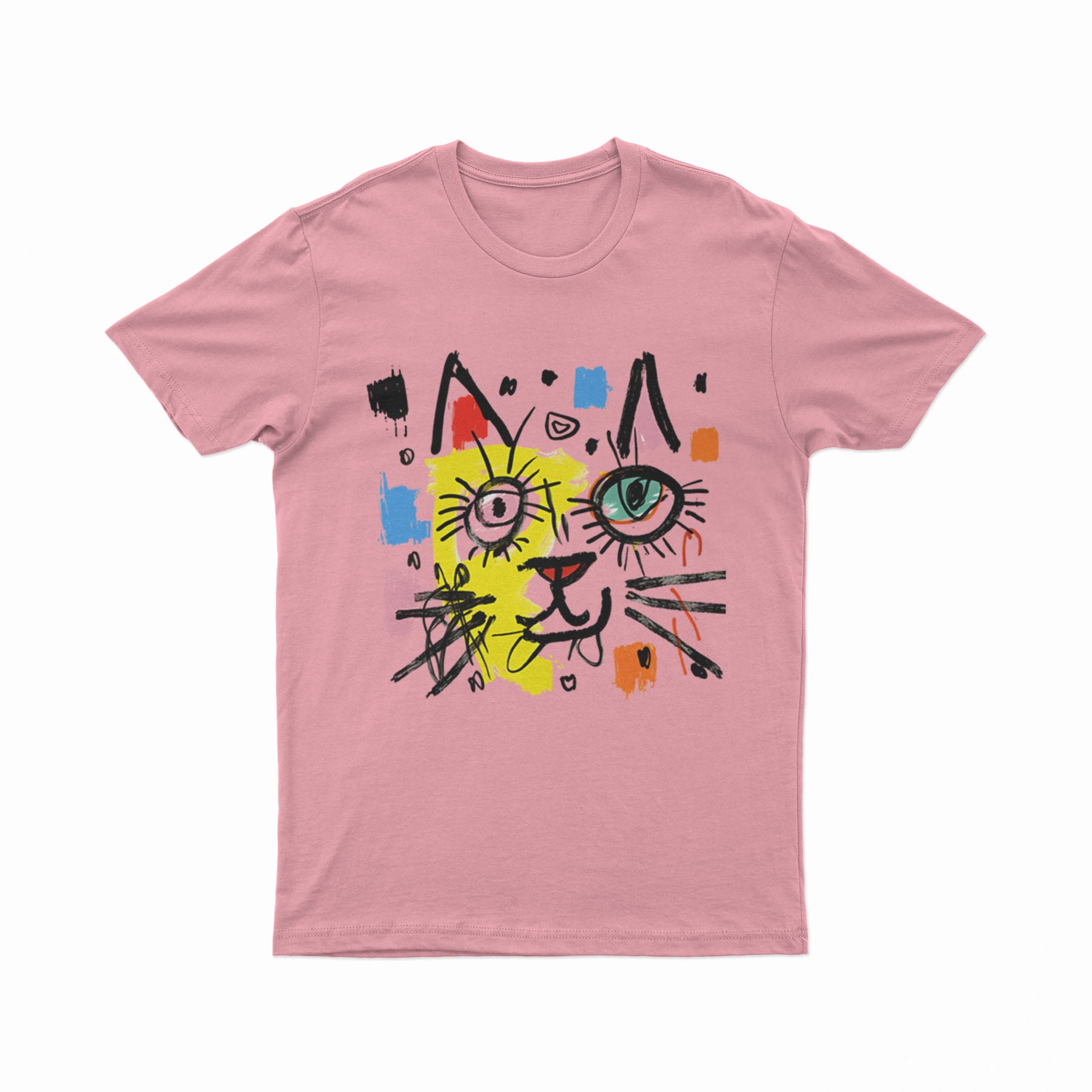 FunkyKolors Retro Cat Tee – Edgy Look for Art & Music Lovers