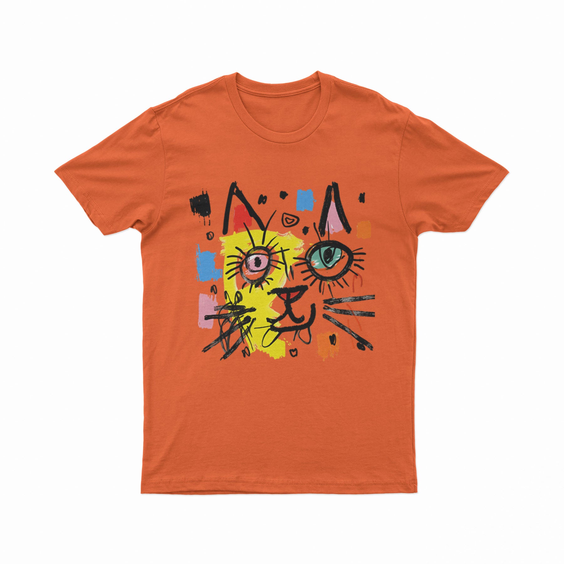 FunkyKolors Retro Cat Tee – Edgy Look for Art & Music Lovers