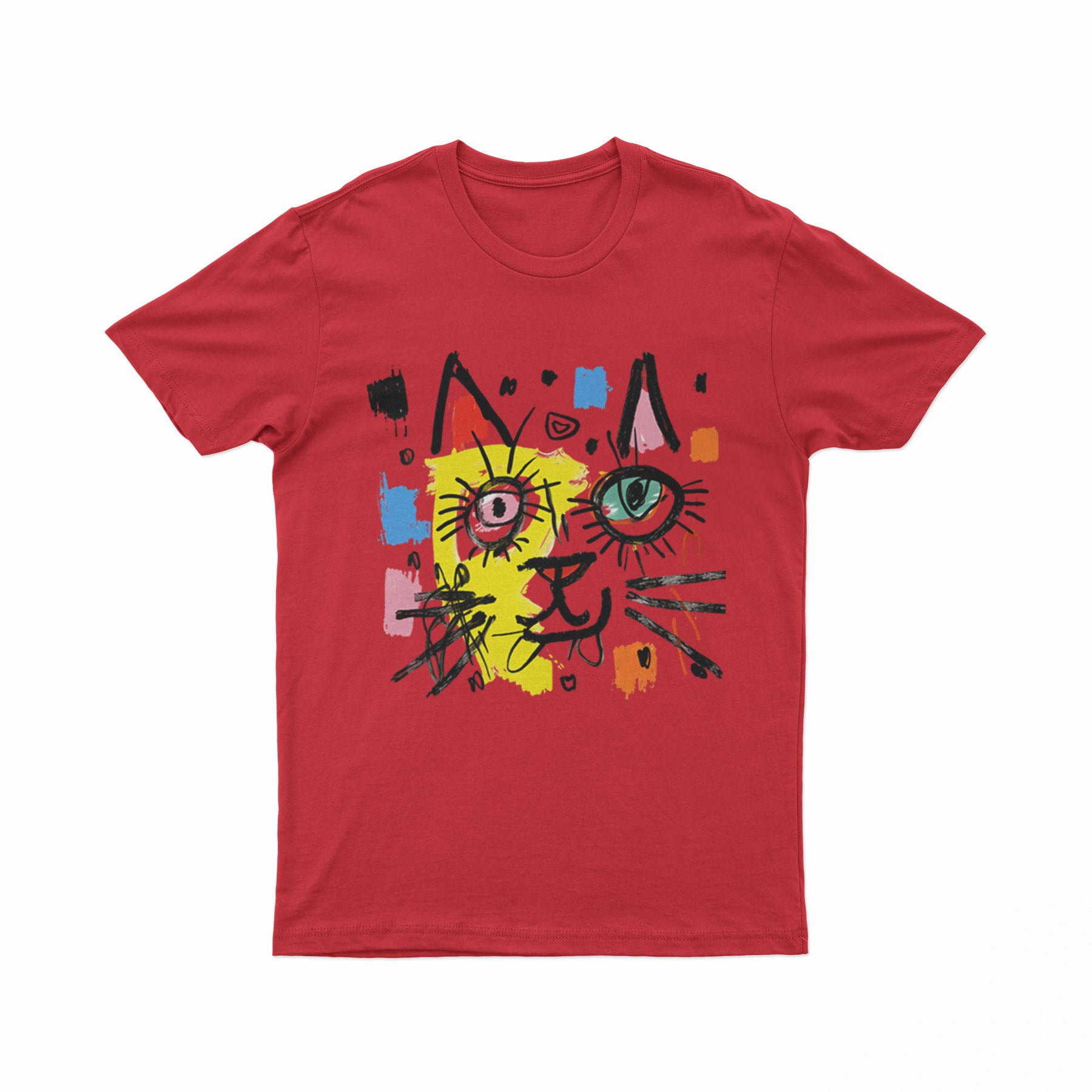 FunkyKolors Retro Cat Tee – Edgy Look for Art & Music Lovers