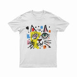 FunkyKolors Retro Cat Tee – Edgy Look for Art & Music Lovers