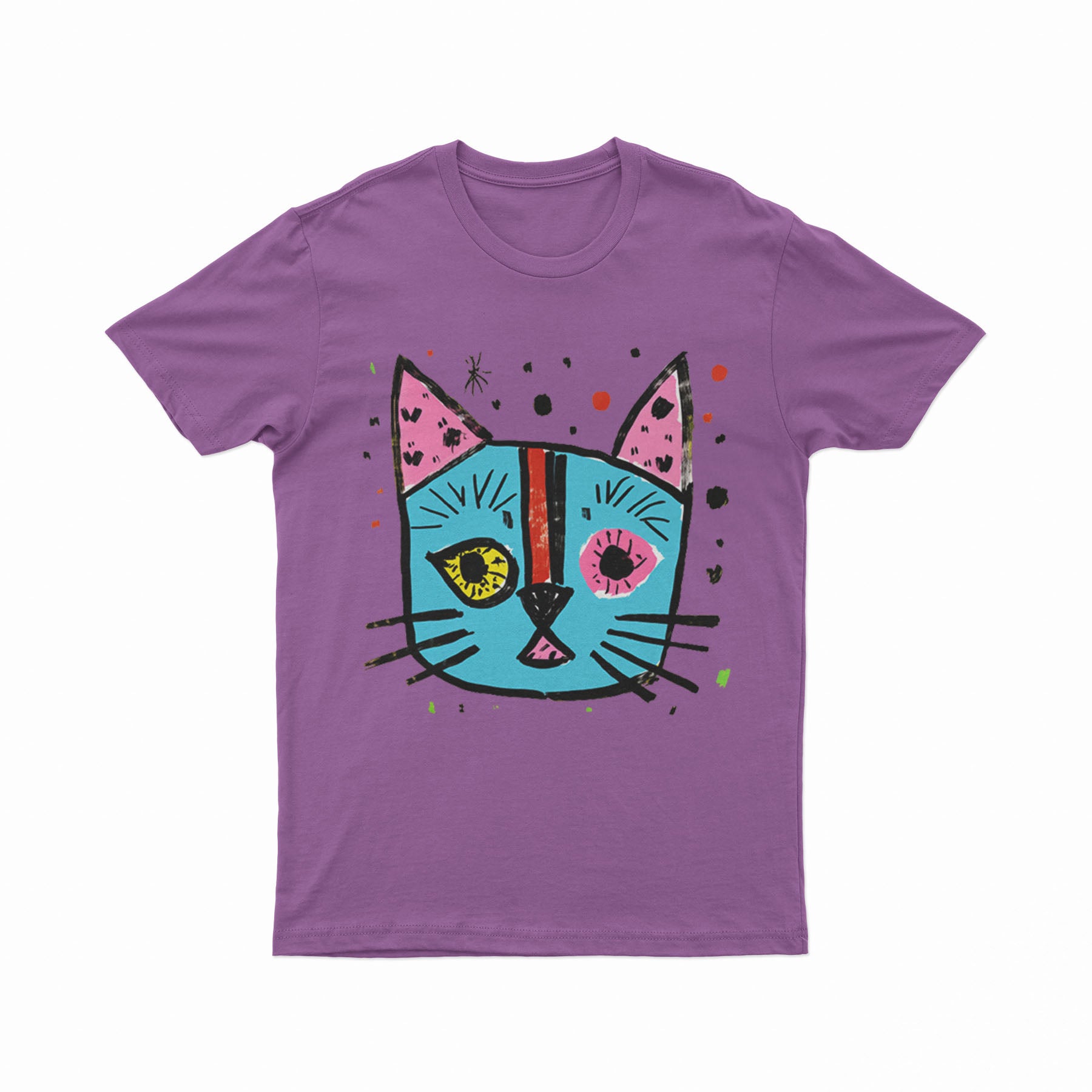 Vibrant Cat Face Tee – Aesthetic & Unique Street Fashion