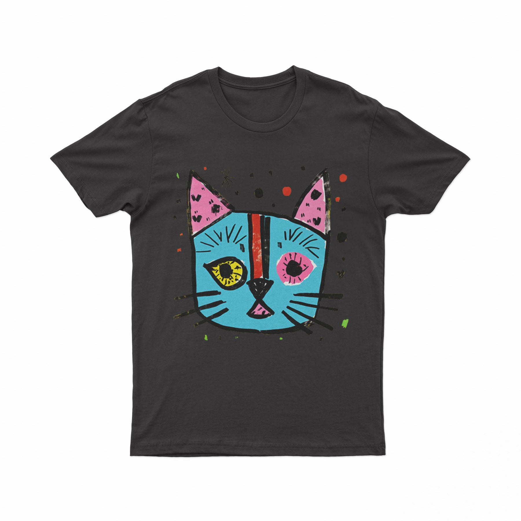 Vibrant Cat Face Tee – Aesthetic & Unique Street Fashion