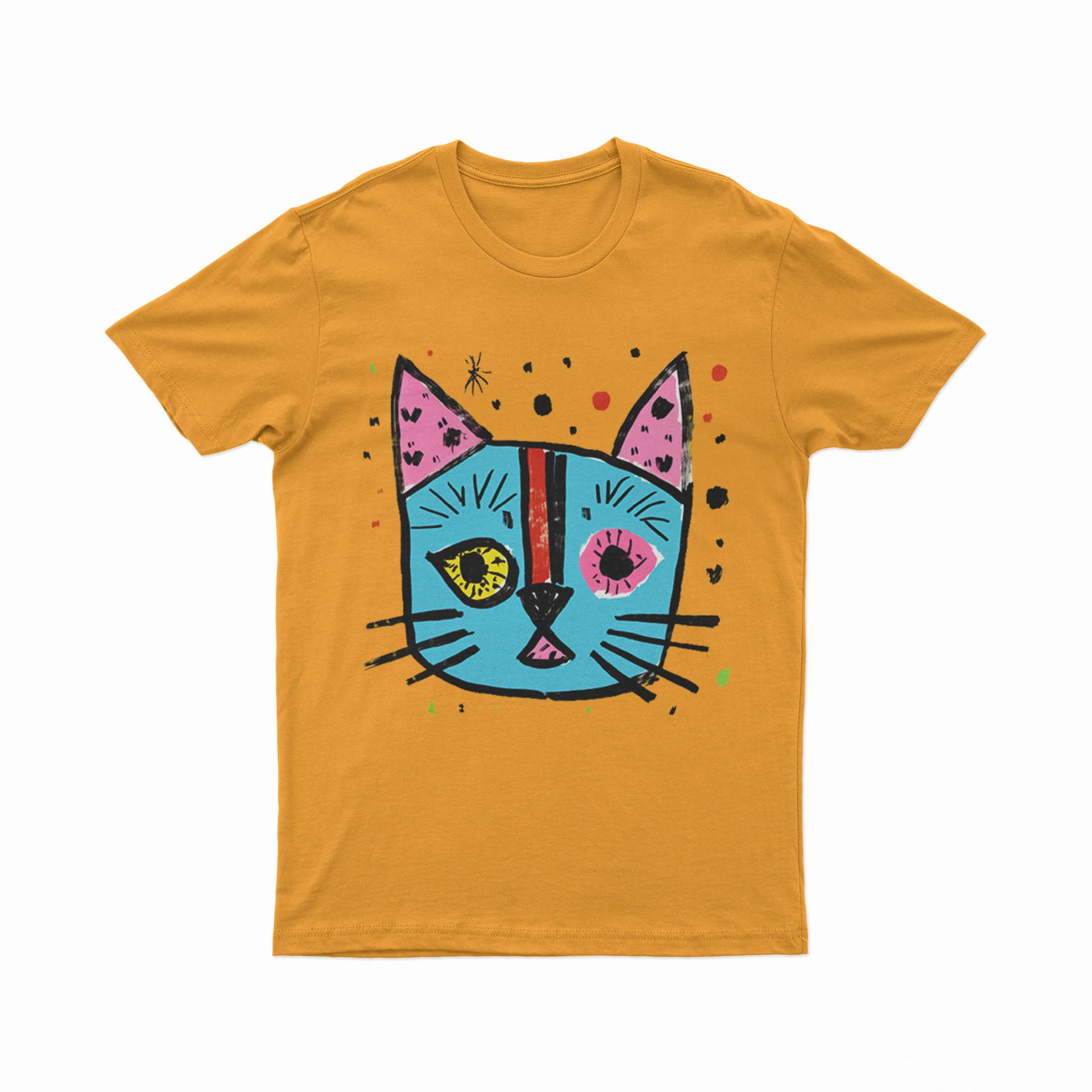 Vibrant Cat Face Tee – Aesthetic & Unique Street Fashion