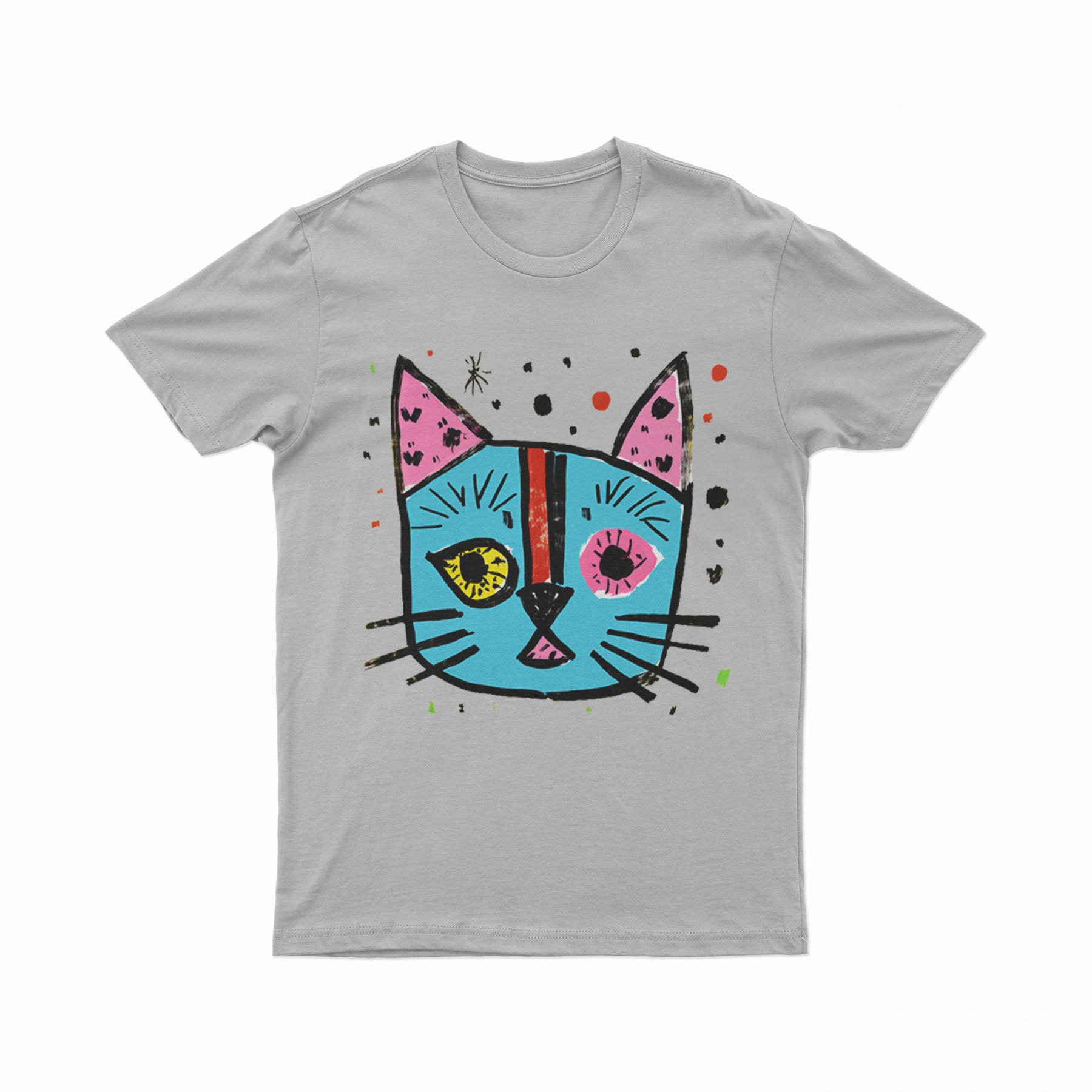 Vibrant Cat Face Tee – Aesthetic & Unique Street Fashion