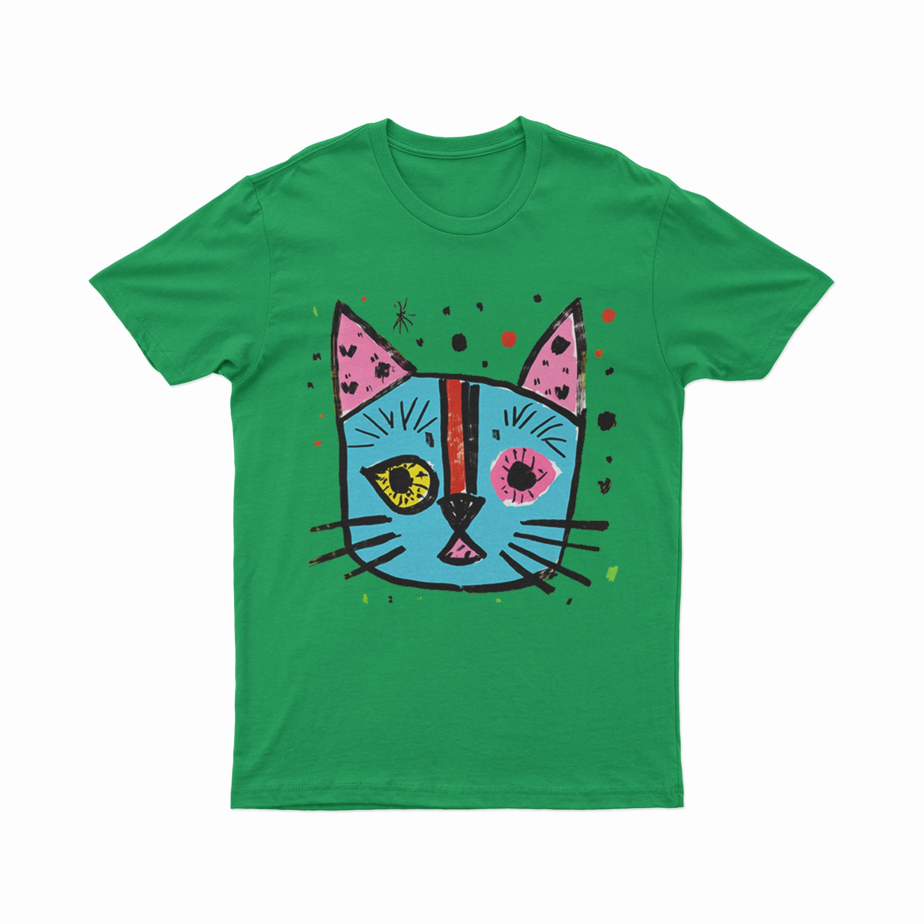 Vibrant Cat Face Tee – Aesthetic & Unique Street Fashion