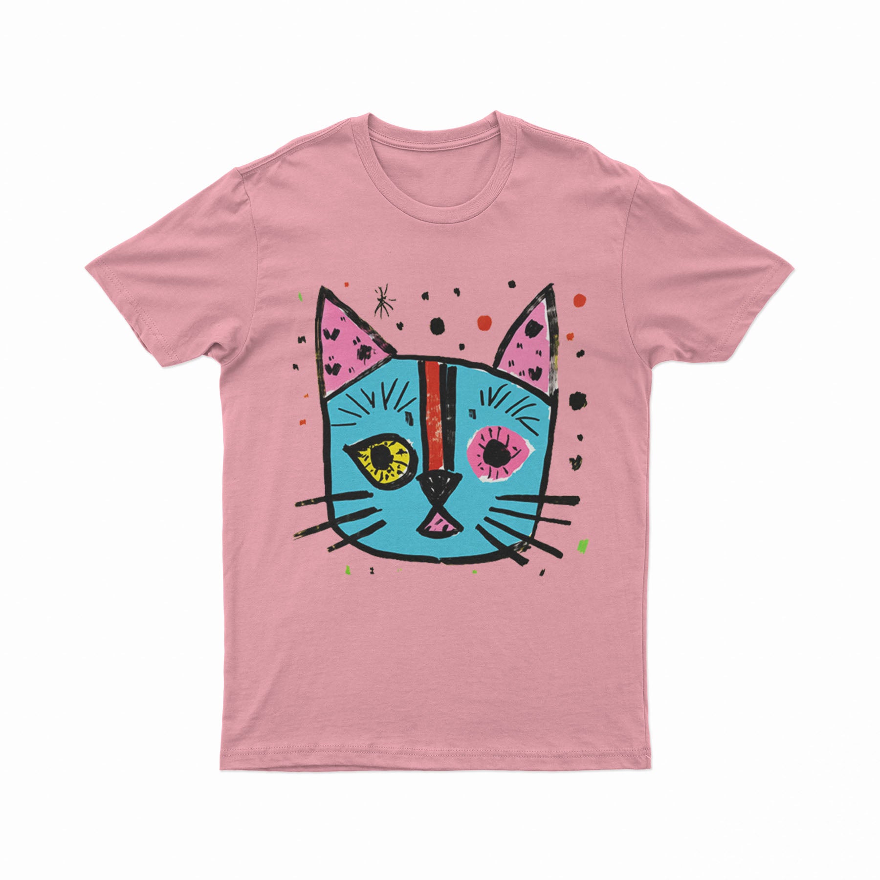 Vibrant Cat Face Tee – Aesthetic & Unique Street Fashion