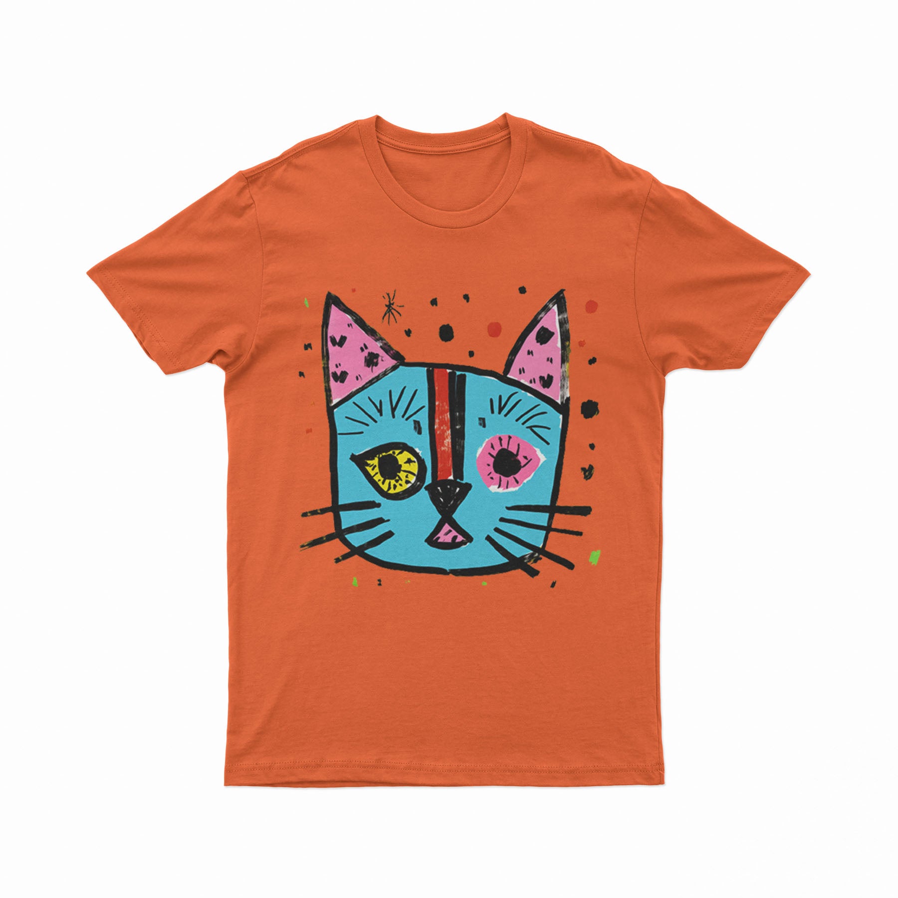 Vibrant Cat Face Tee – Aesthetic & Unique Street Fashion