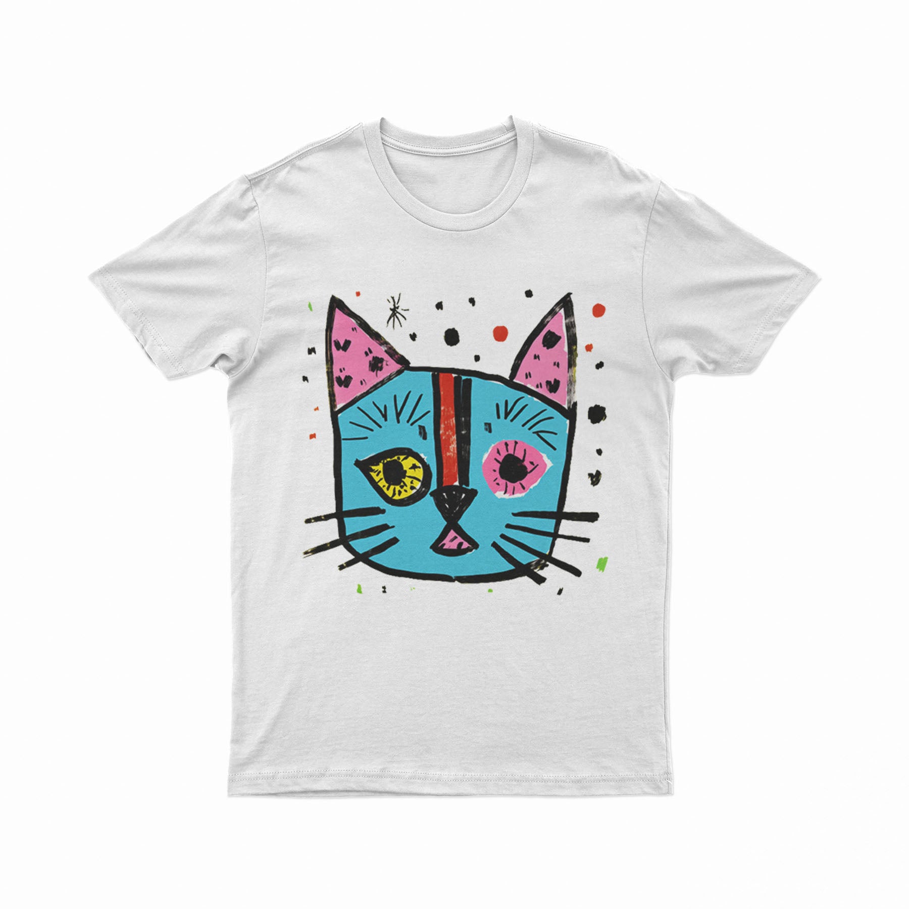 Vibrant Cat Face Tee – Aesthetic & Unique Street Fashion