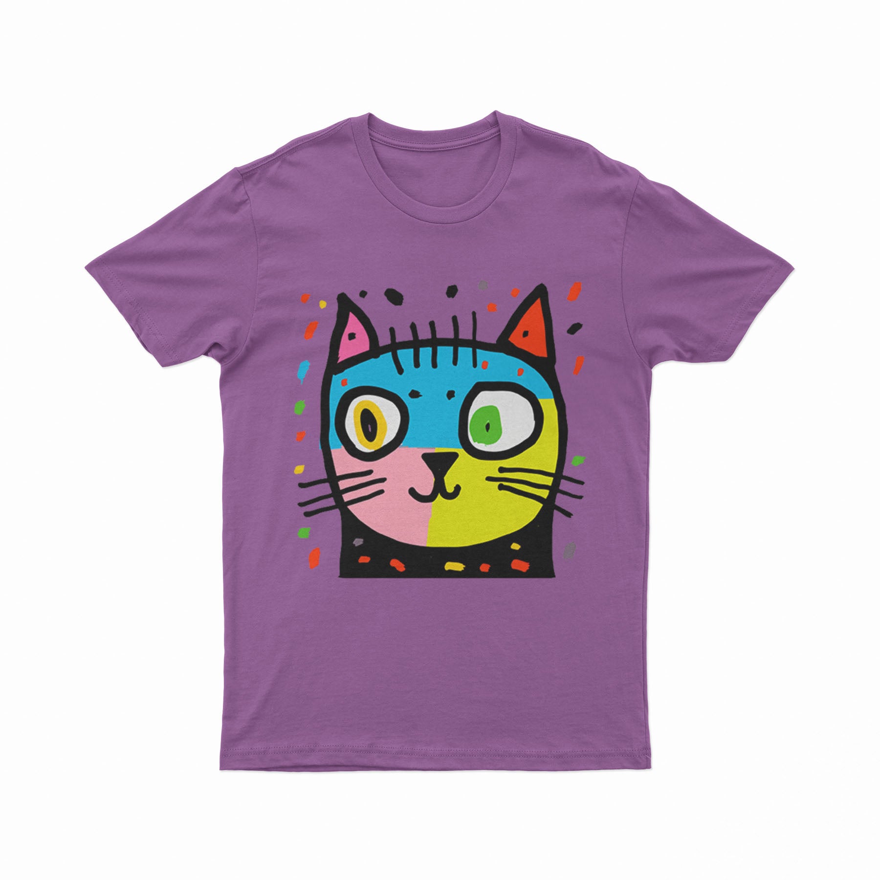 FunkyKolors Limited Psychedelic Cat Tee – Standout Statement Piece for Bold Fashion Enthusiasts