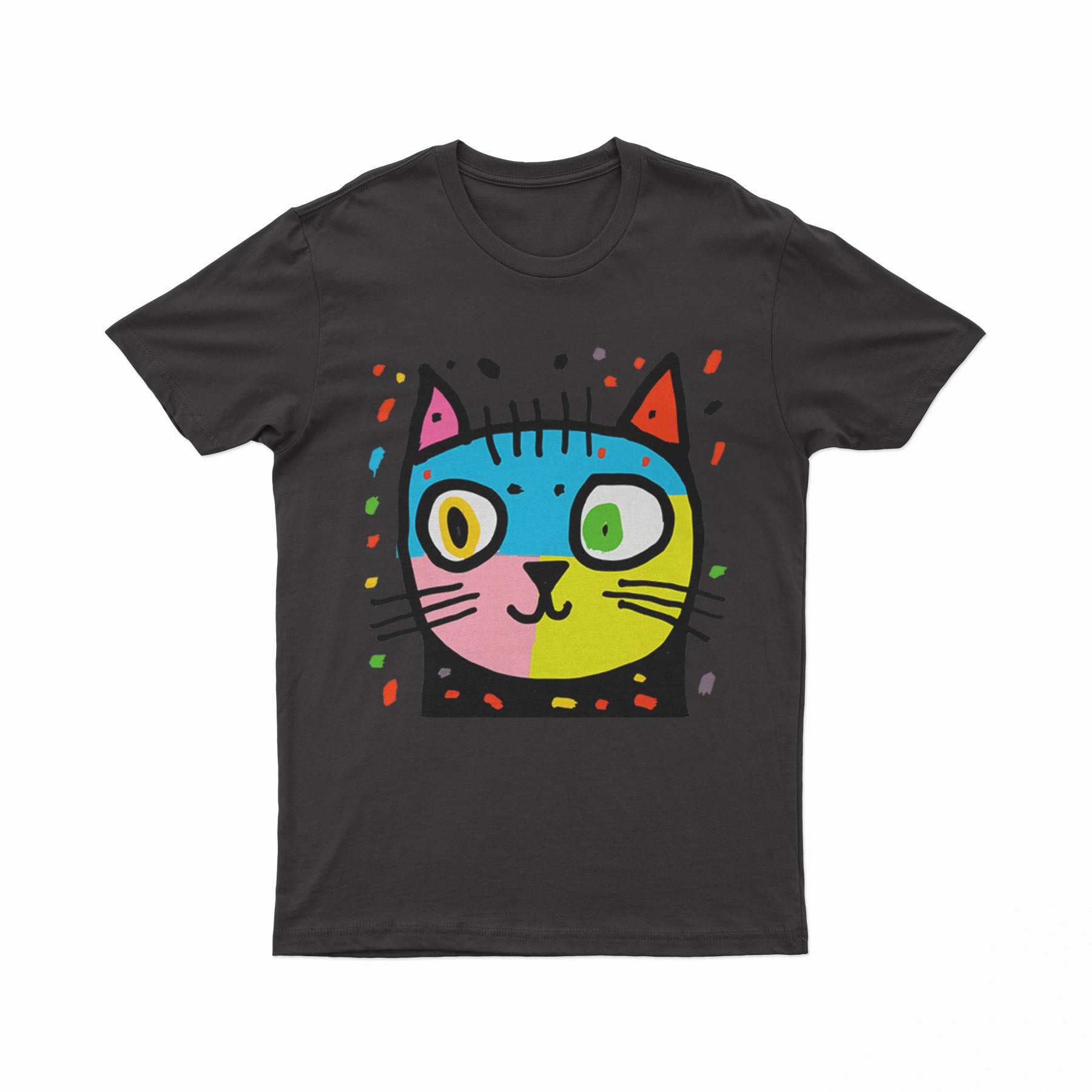 FunkyKolors Limited Psychedelic Cat Tee – Standout Statement Piece for Bold Fashion Enthusiasts