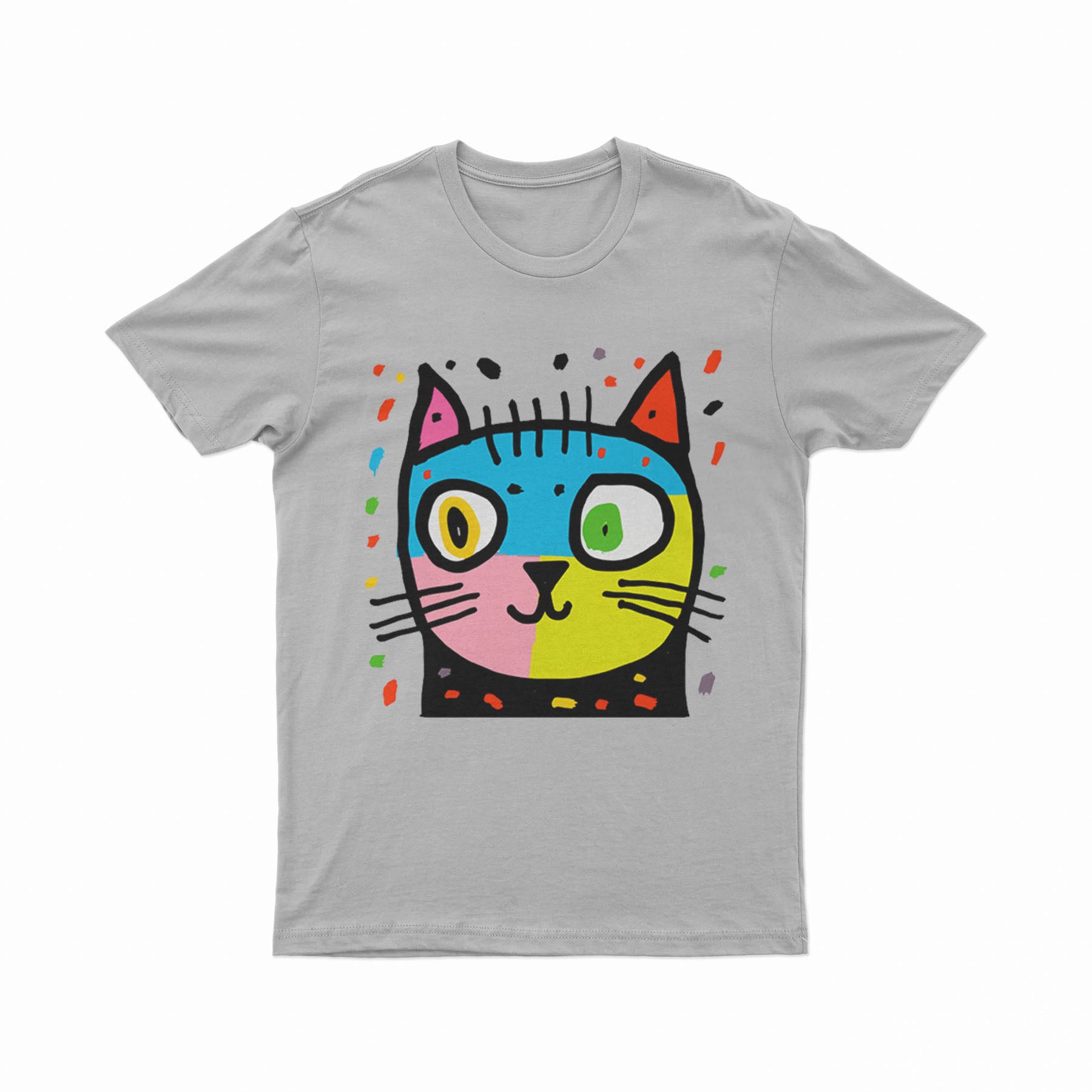 FunkyKolors Limited Psychedelic Cat Tee – Standout Statement Piece for Bold Fashion Enthusiasts