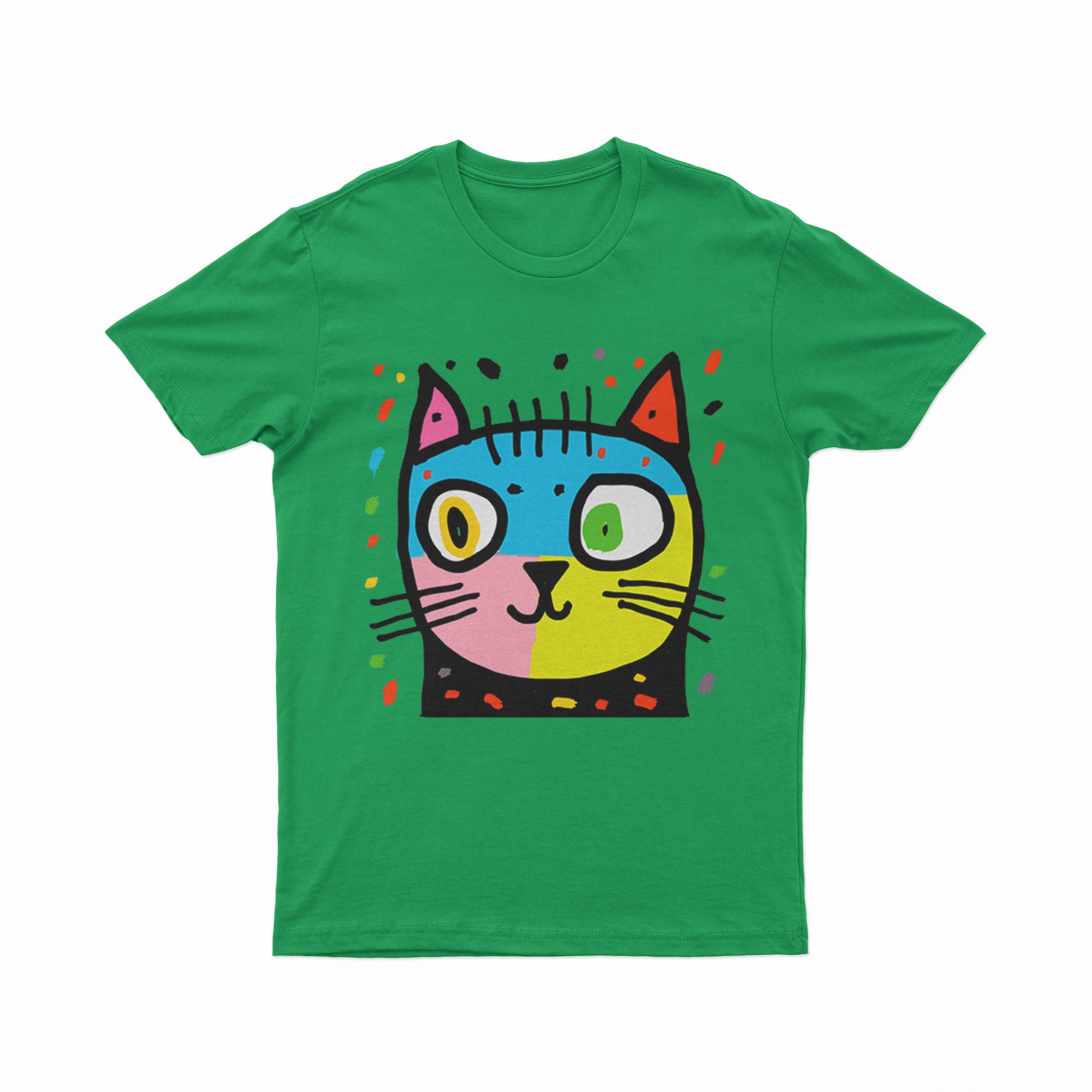 FunkyKolors Limited Psychedelic Cat Tee – Standout Statement Piece for Bold Fashion Enthusiasts