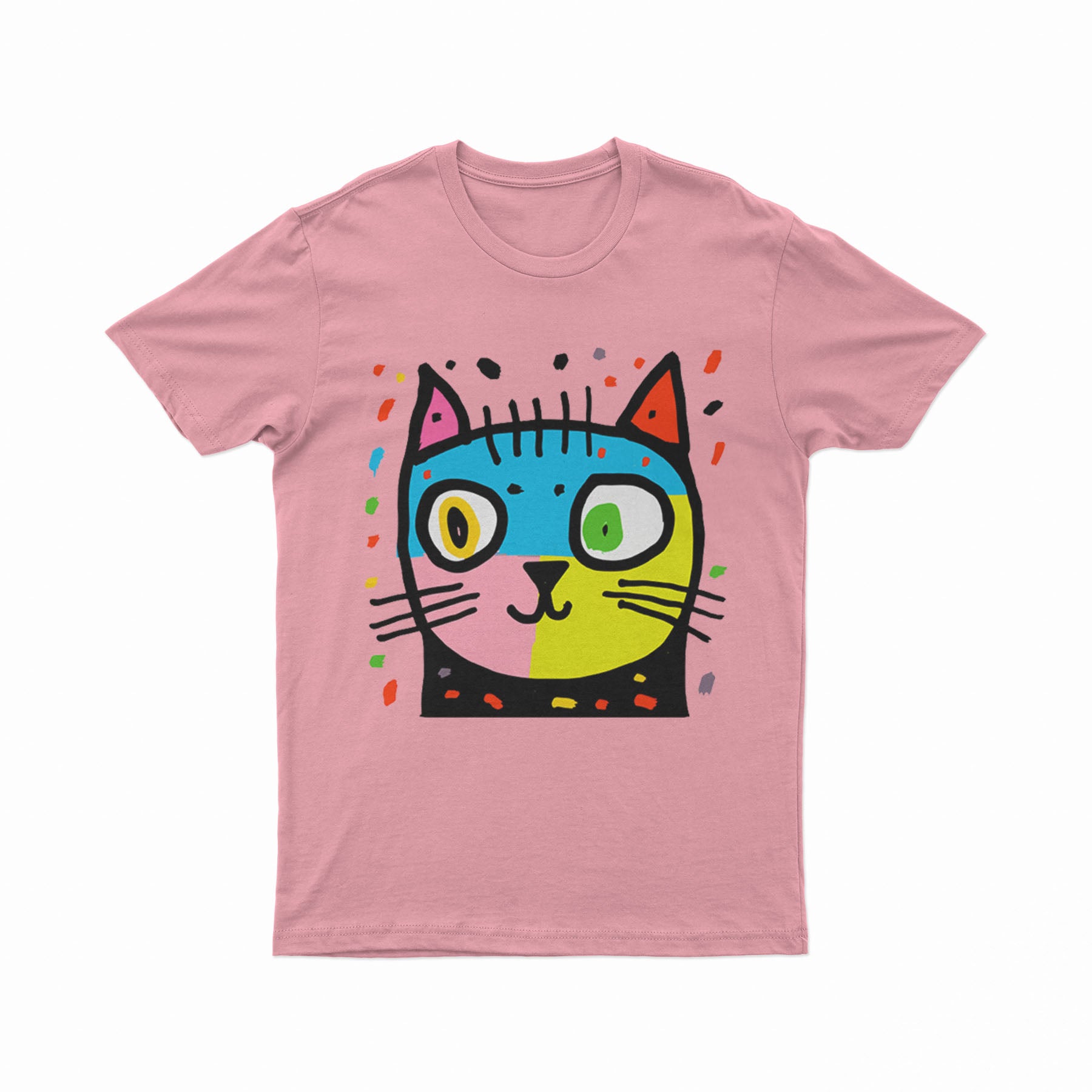 FunkyKolors Limited Psychedelic Cat Tee – Standout Statement Piece for Bold Fashion Enthusiasts