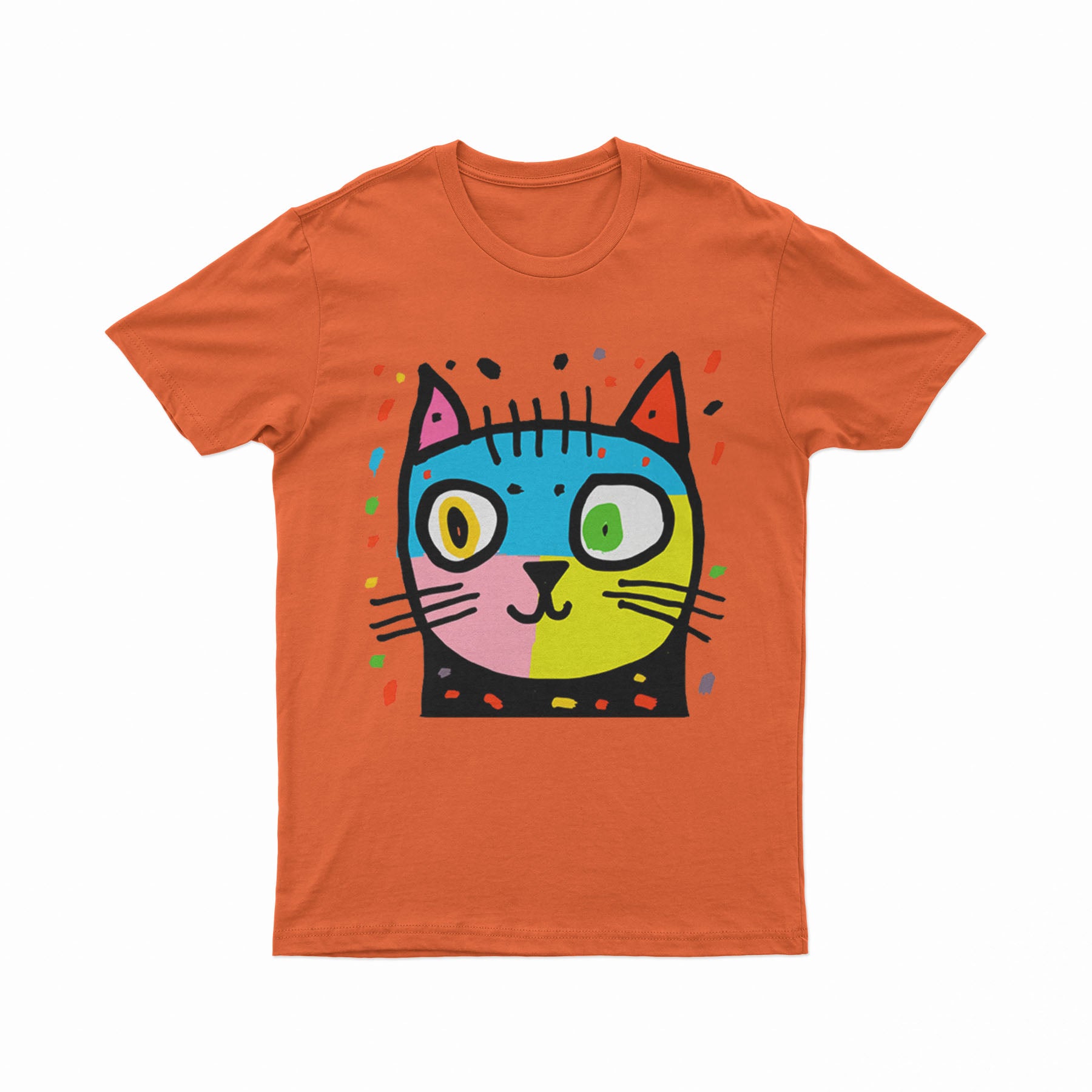 FunkyKolors Limited Psychedelic Cat Tee – Standout Statement Piece for Bold Fashion Enthusiasts