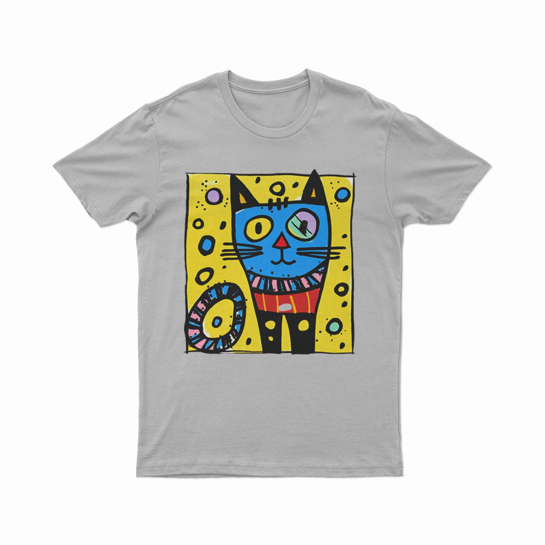 Neon Trippy Cat Graphic T-Shirt – Oversized Unisex Tee for Festival, Skate & Urban Fashion