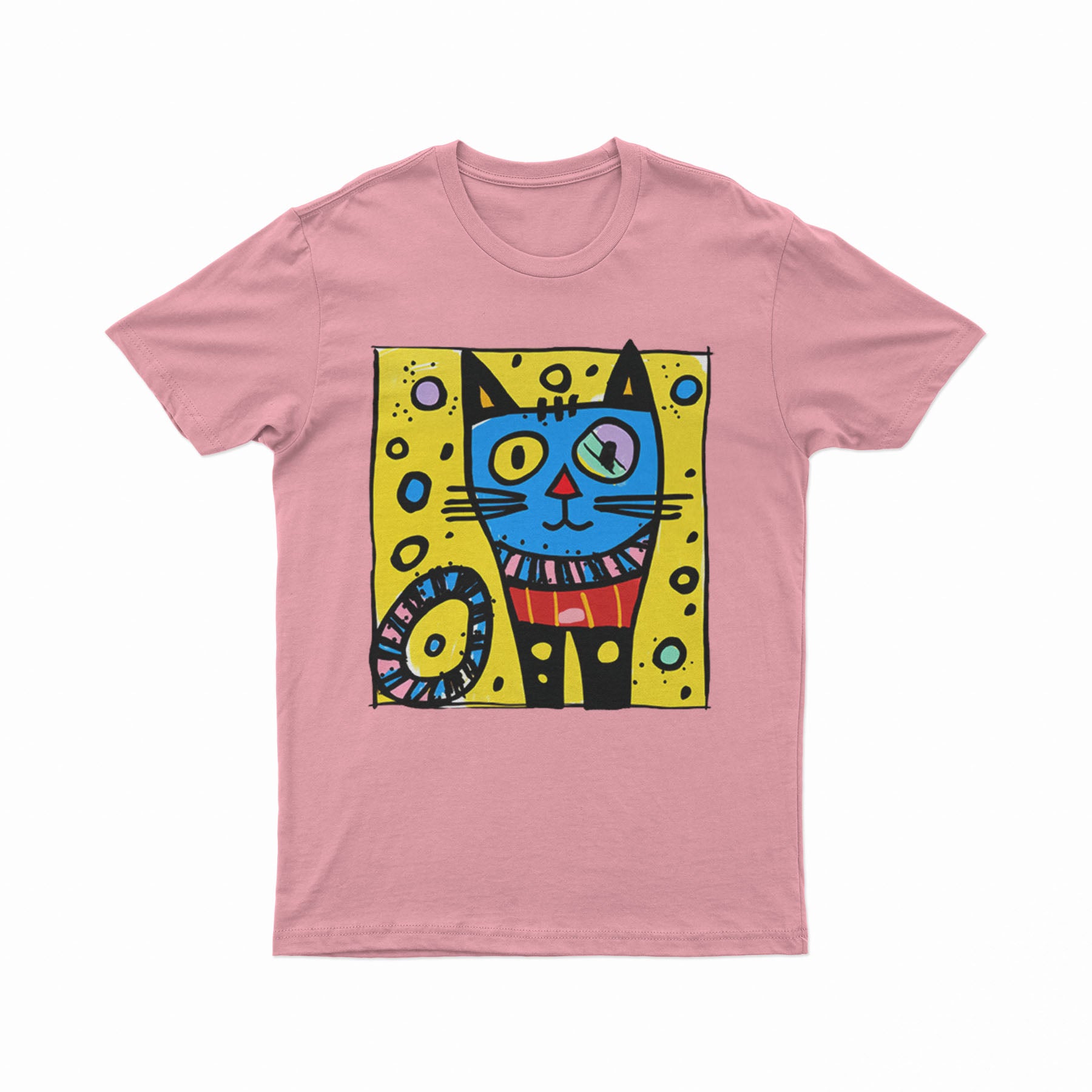 Neon Trippy Cat Graphic T-Shirt – Oversized Unisex Tee for Festival, Skate & Urban Fashion