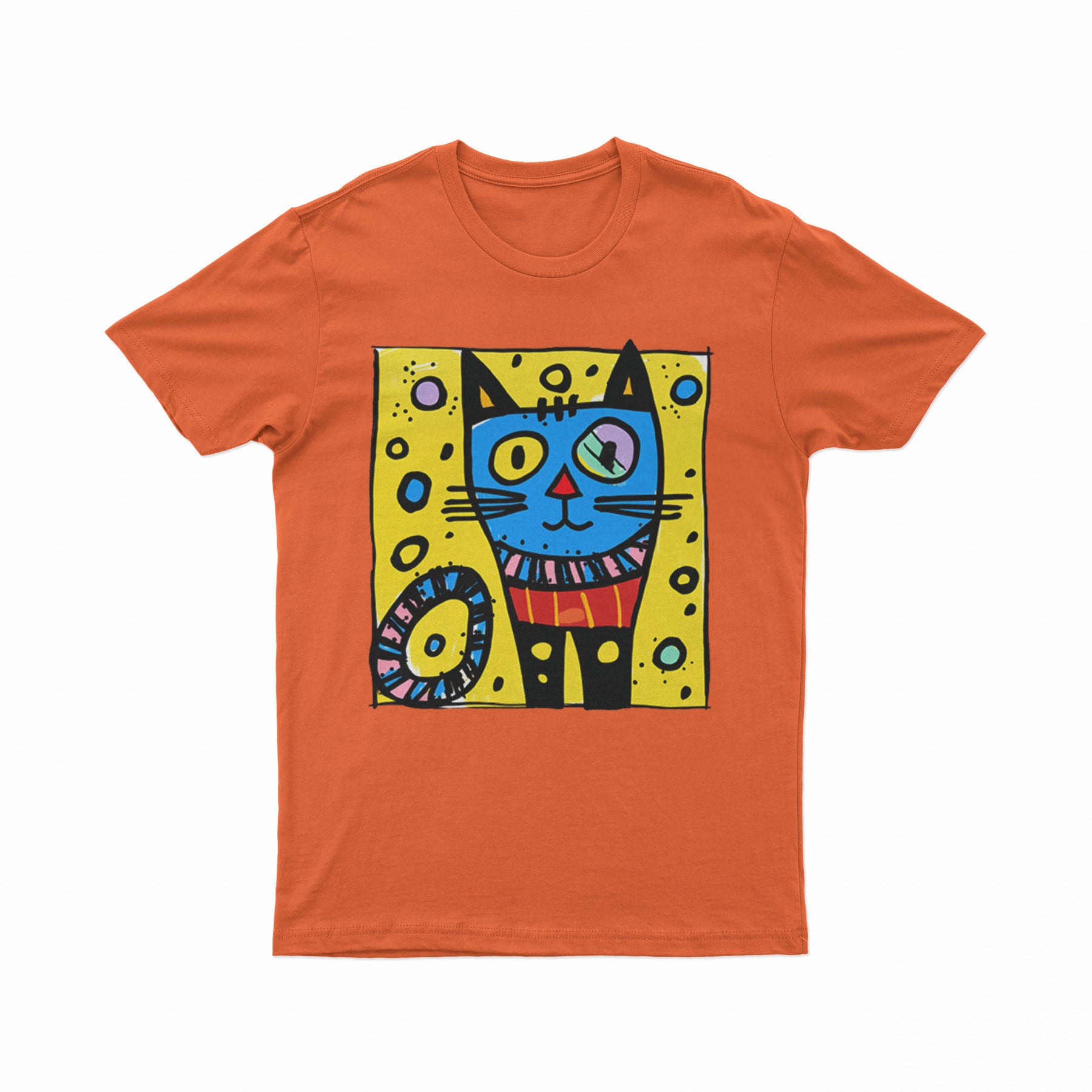 Neon Trippy Cat Graphic T-Shirt – Oversized Unisex Tee for Festival, Skate & Urban Fashion