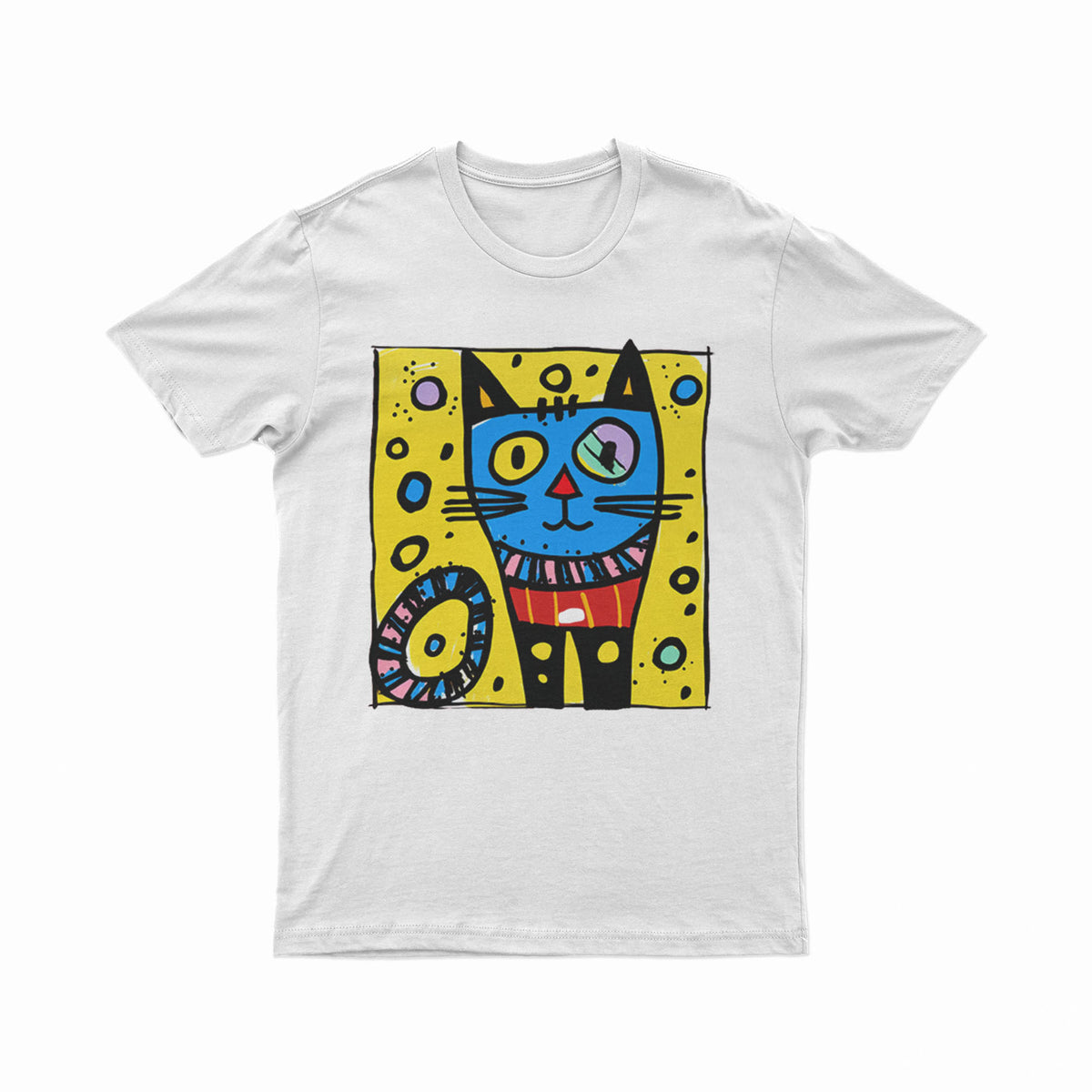 Neon Trippy Cat Graphic T-Shirt – Oversized Unisex Tee for Festival, Skate & Urban Fashion