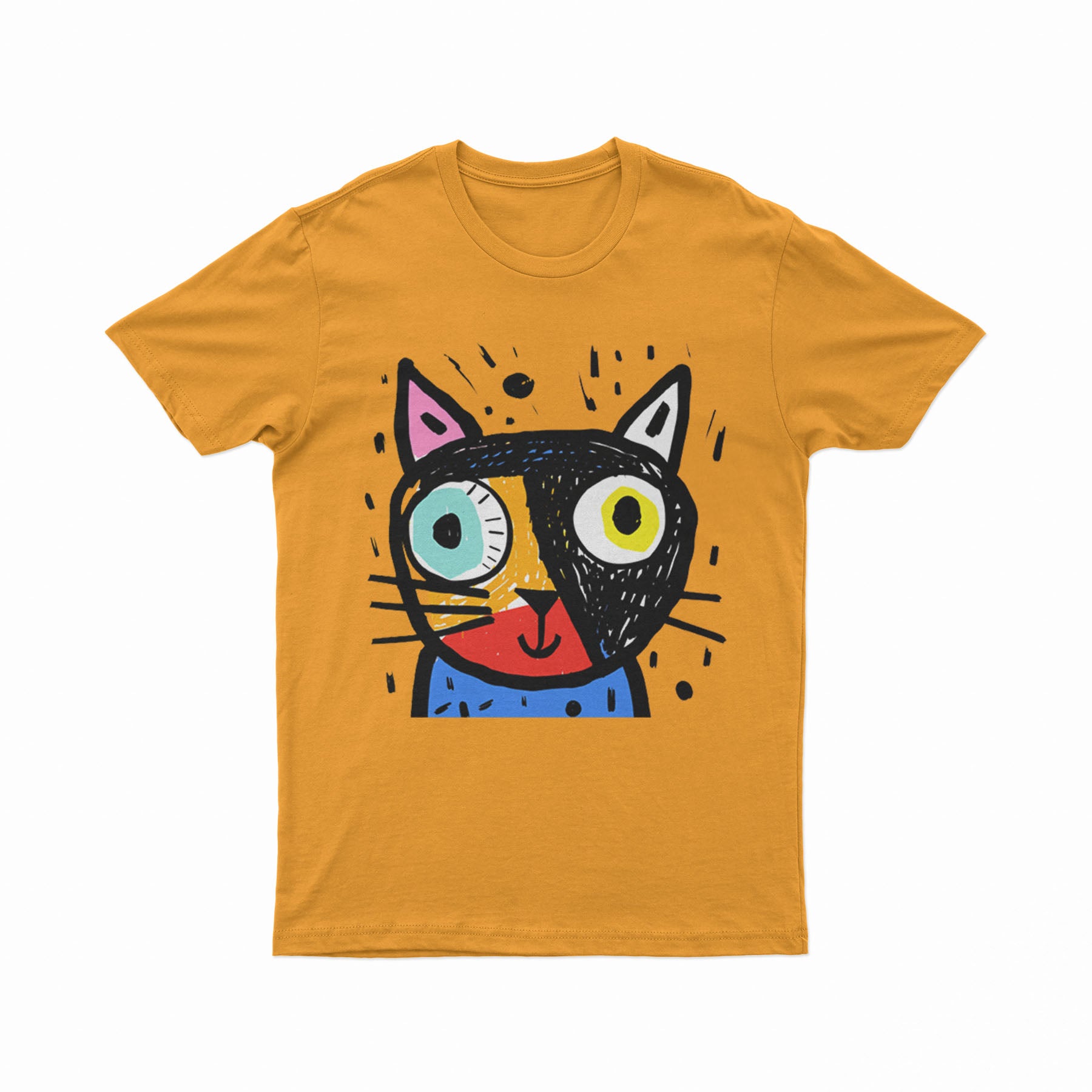 Colorful Psychedelic Cat Print T-Shirt – Breathable Oversized Tee for Summer & Daily Wear