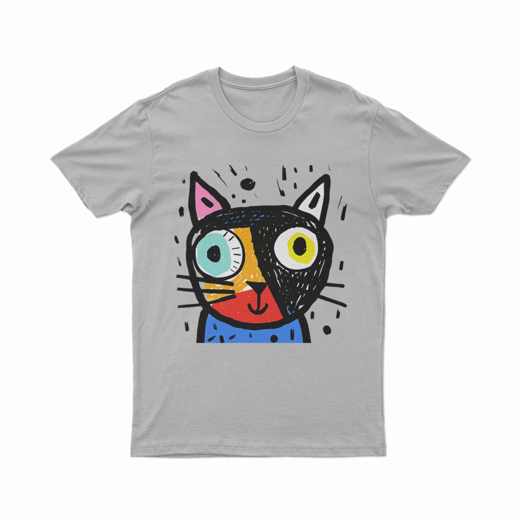 Colorful Psychedelic Cat Print T-Shirt – Breathable Oversized Tee for Summer & Daily Wear