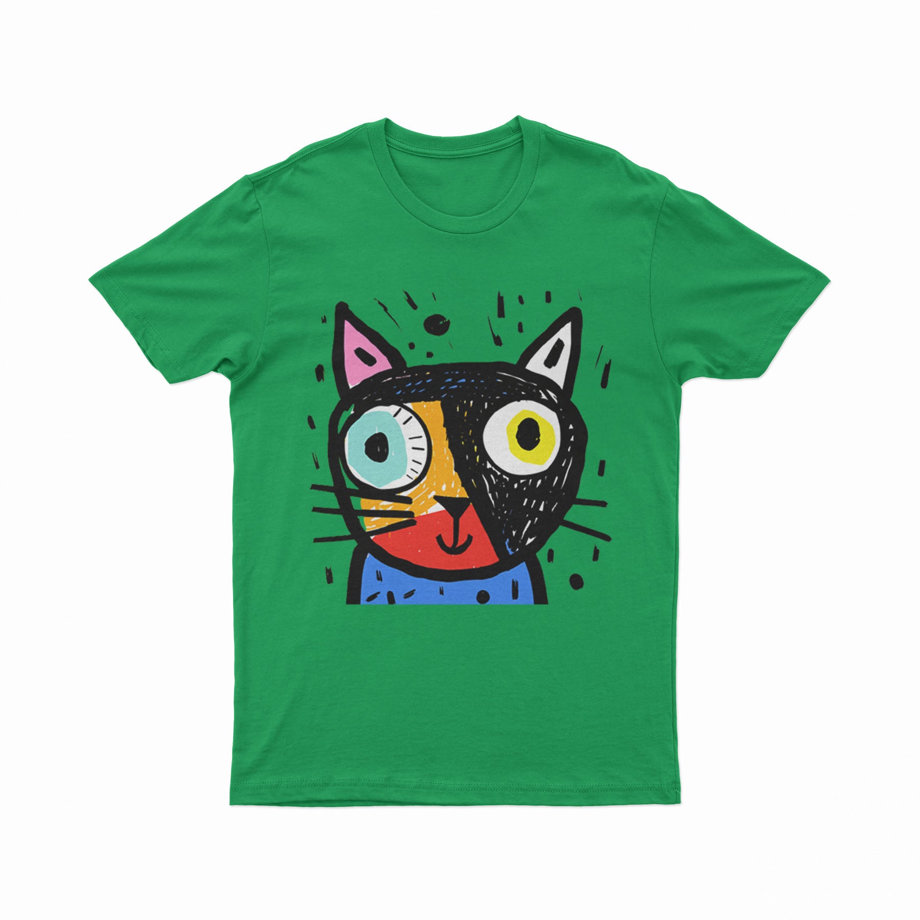 Colorful Psychedelic Cat Print T-Shirt – Breathable Oversized Tee for Summer & Daily Wear