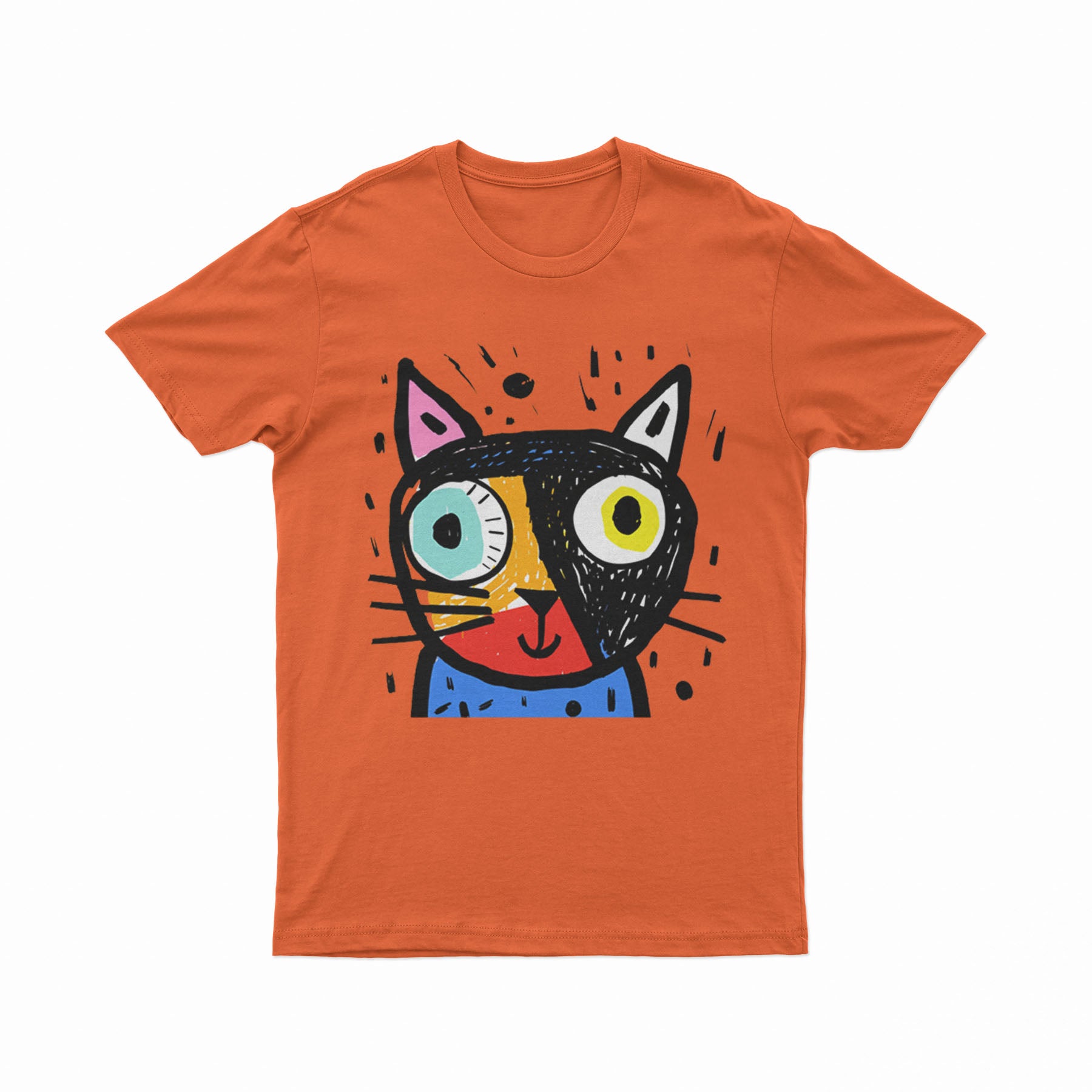 Colorful Psychedelic Cat Print T-Shirt – Breathable Oversized Tee for Summer & Daily Wear
