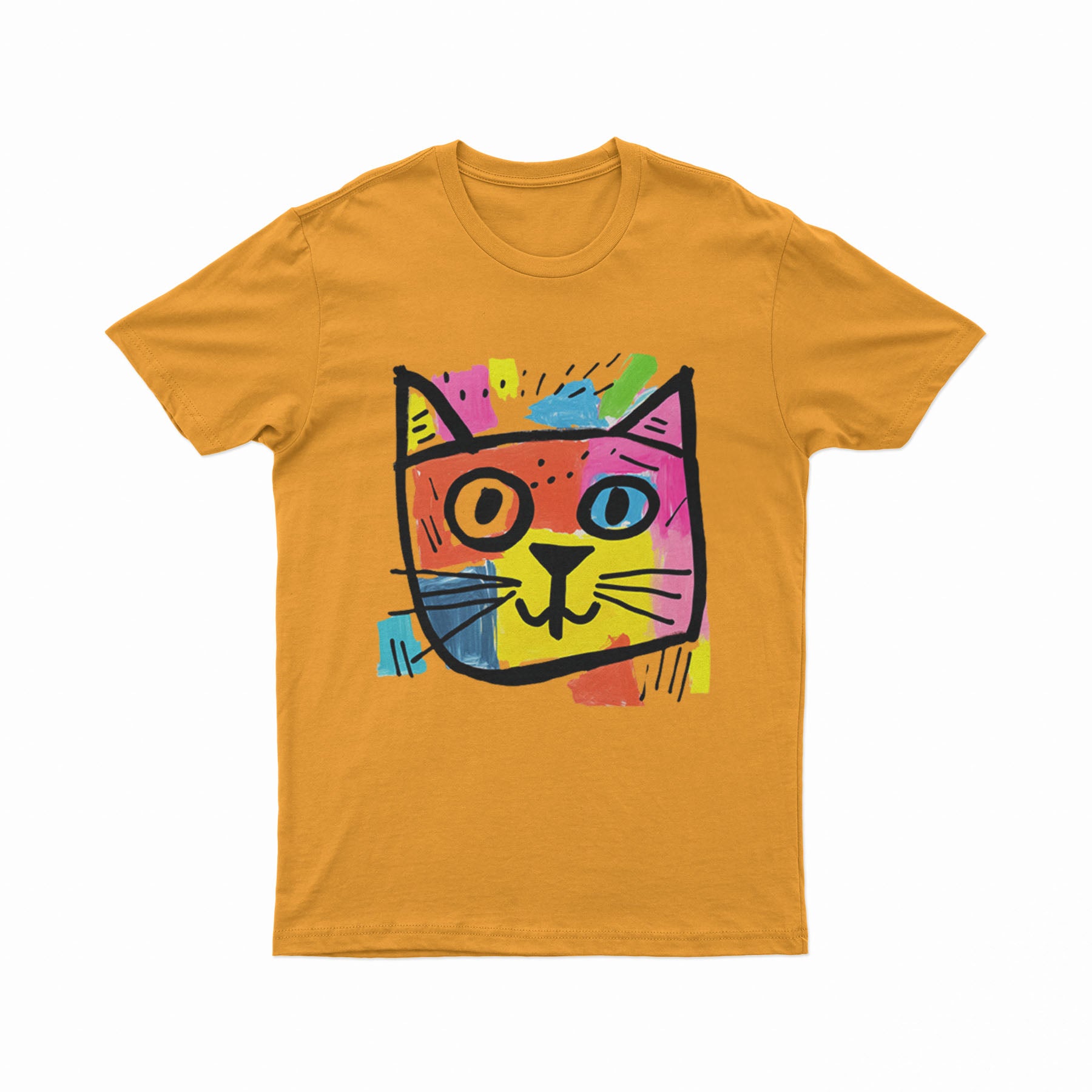 Unisex Trippy Cat Head T-Shirt – Edgy Fashion Statement for E-Girls, E-Boys & Gen Z Style