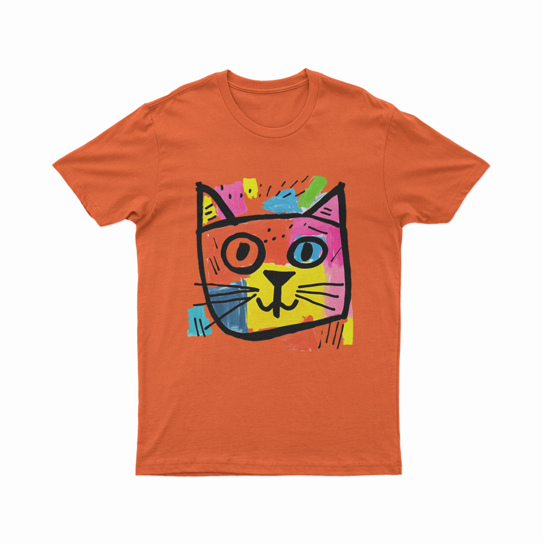 Unisex Trippy Cat Head T-Shirt – Edgy Fashion Statement for E-Girls, E-Boys & Gen Z Style