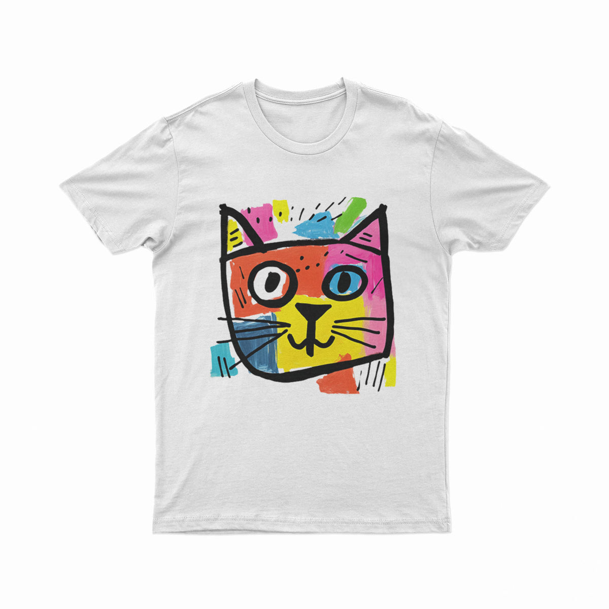 Unisex Trippy Cat Head T-Shirt – Edgy Fashion Statement for E-Girls, E-Boys & Gen Z Style