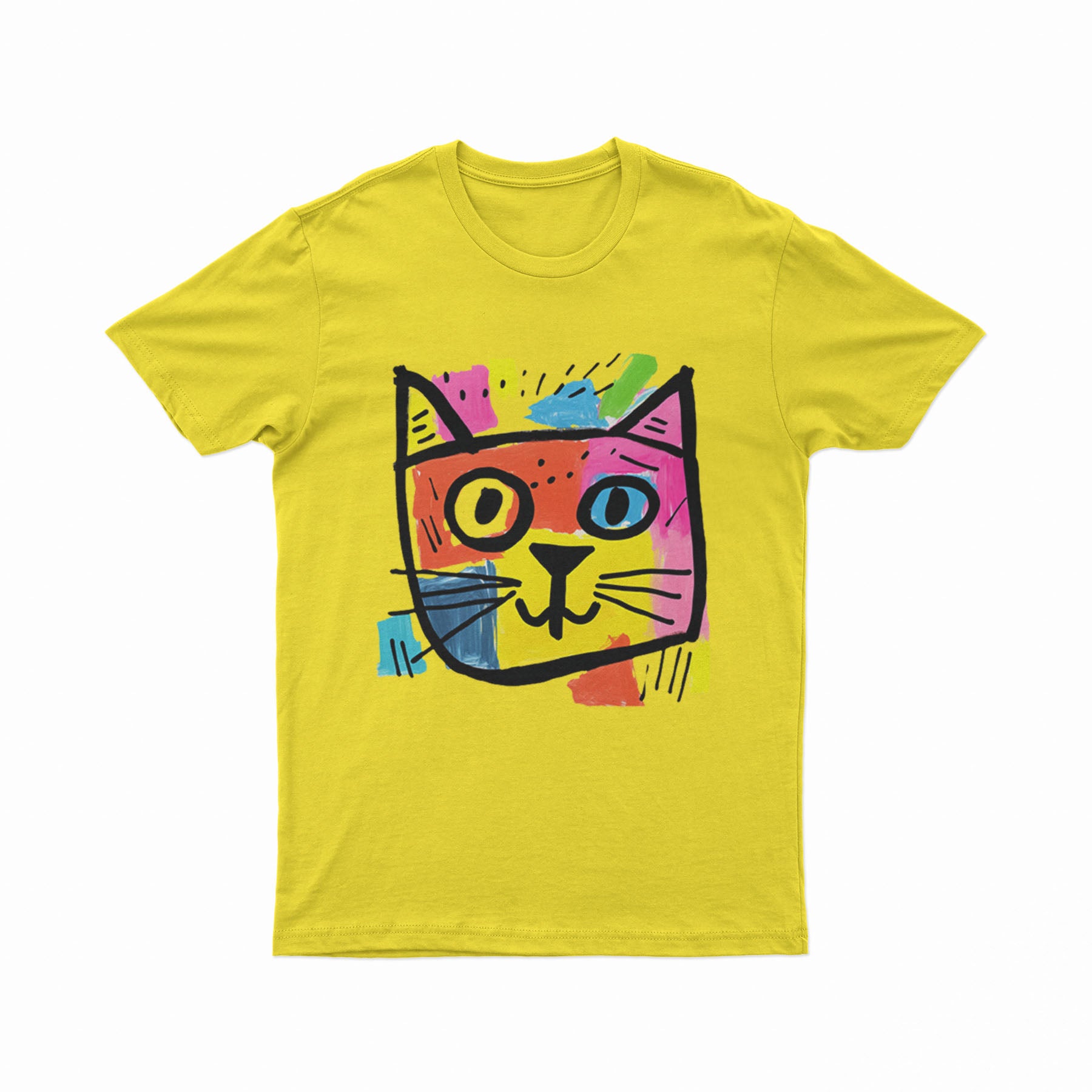 Unisex Trippy Cat Head T-Shirt – Edgy Fashion Statement for E-Girls, E-Boys & Gen Z Style