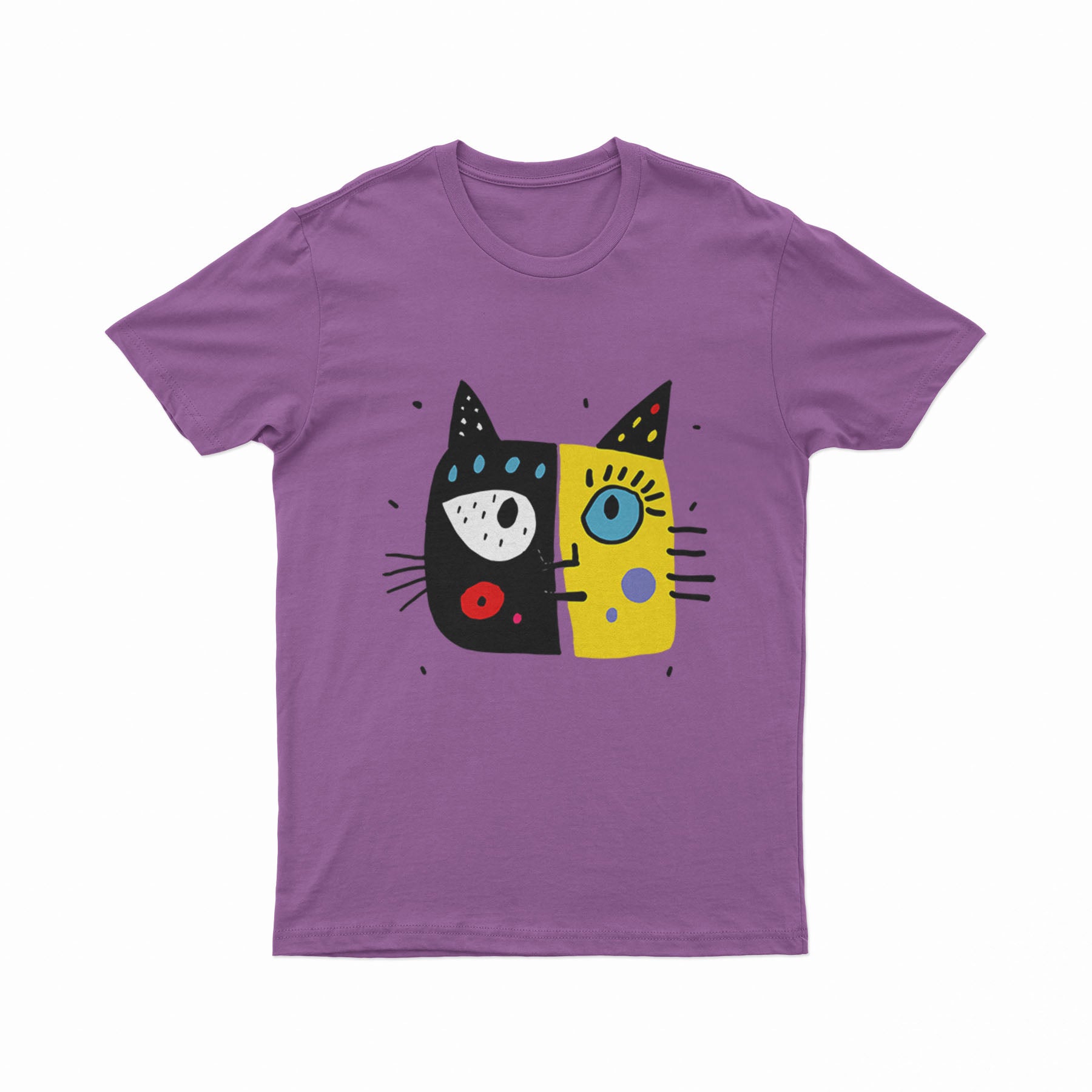 Holographic-Style Cat Face Tee – Aesthetic Y2K T-Shirt for EDM, Festivals & Nightlife