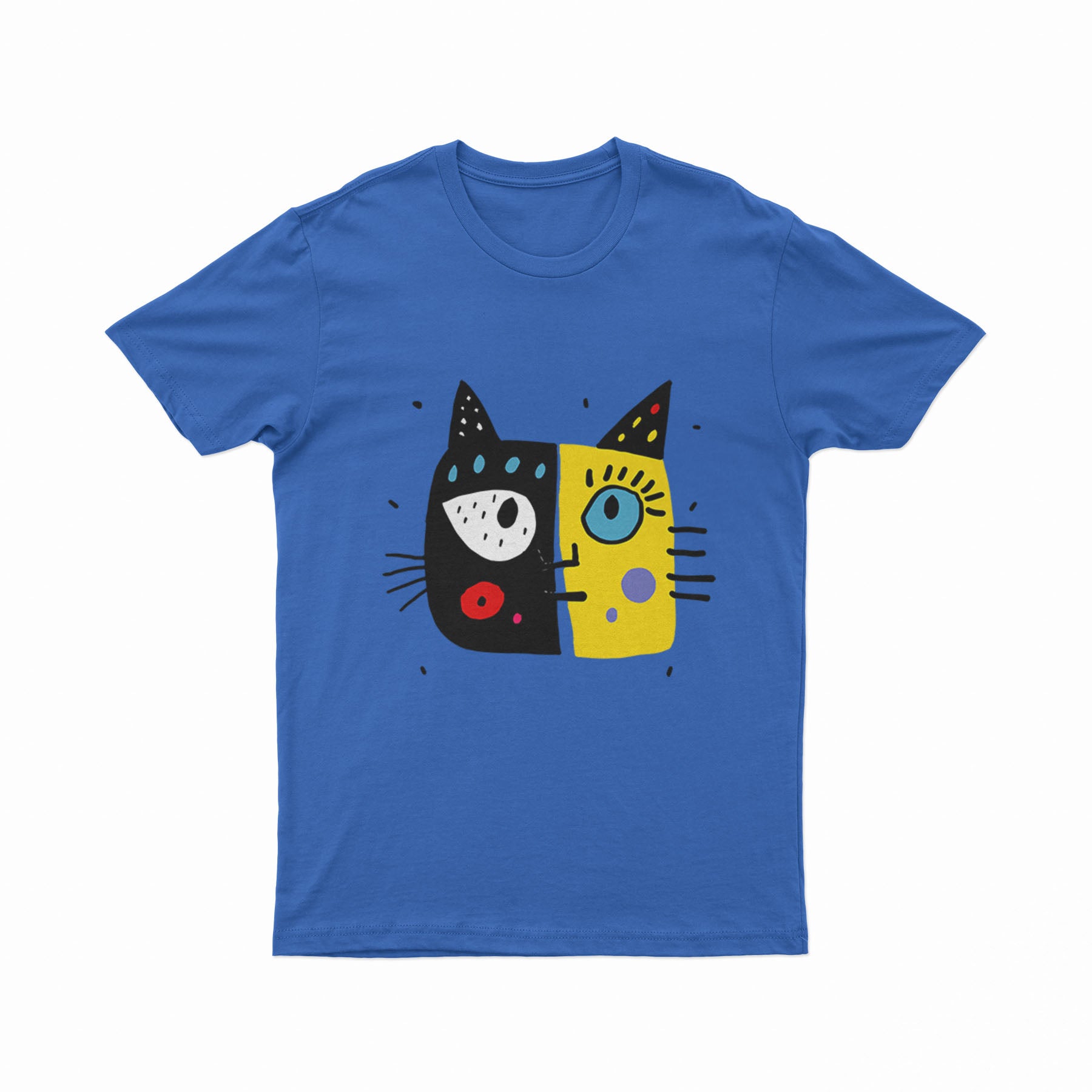 Holographic-Style Cat Face Tee – Aesthetic Y2K T-Shirt for EDM, Festivals & Nightlife
