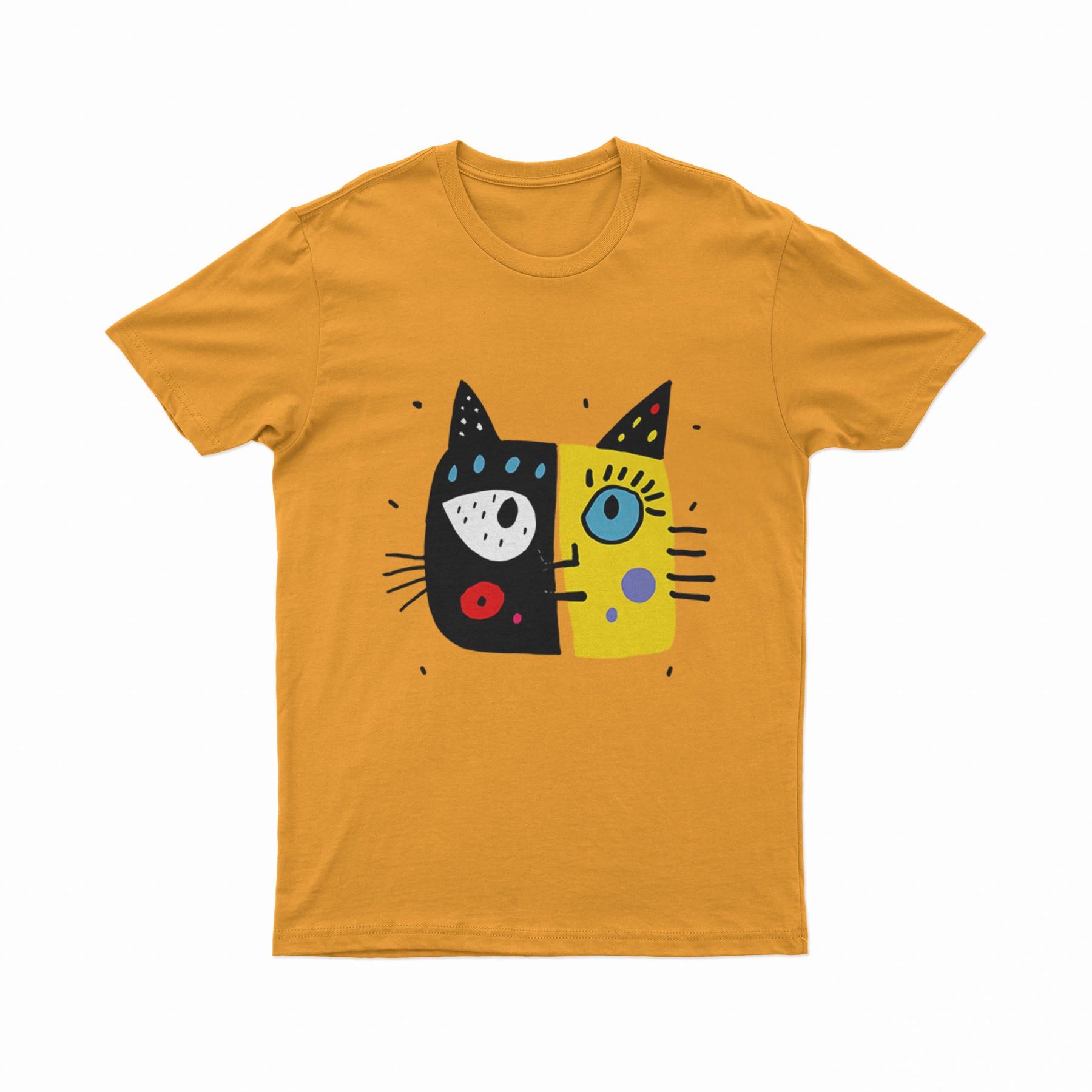 Holographic-Style Cat Face Tee – Aesthetic Y2K T-Shirt for EDM, Festivals & Nightlife