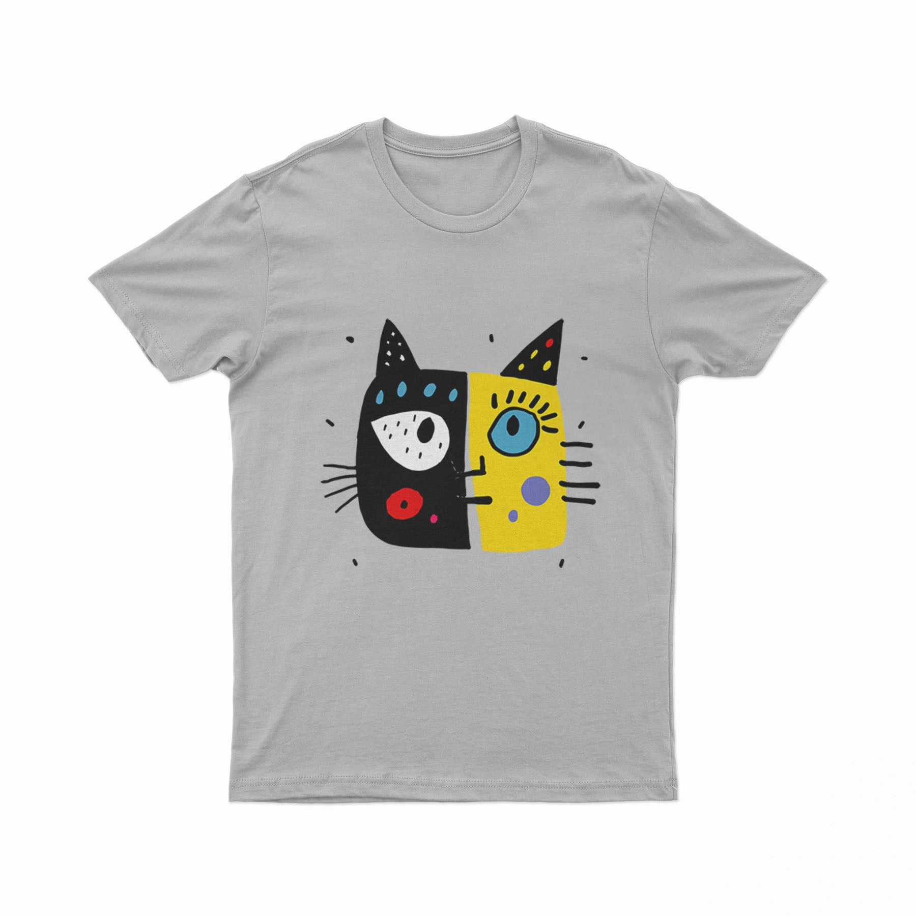 Holographic-Style Cat Face Tee – Aesthetic Y2K T-Shirt for EDM, Festivals & Nightlife