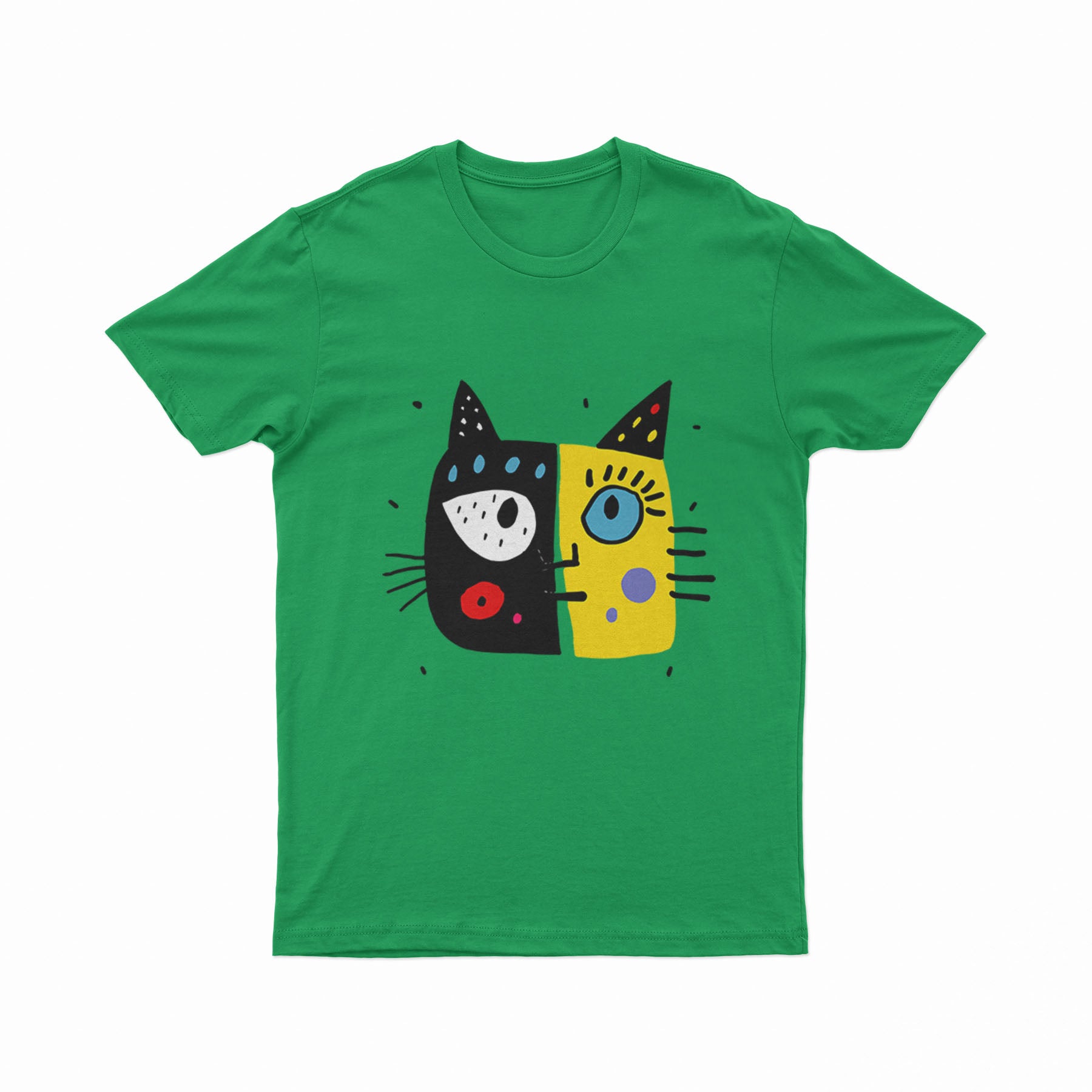 Holographic-Style Cat Face Tee – Aesthetic Y2K T-Shirt for EDM, Festivals & Nightlife