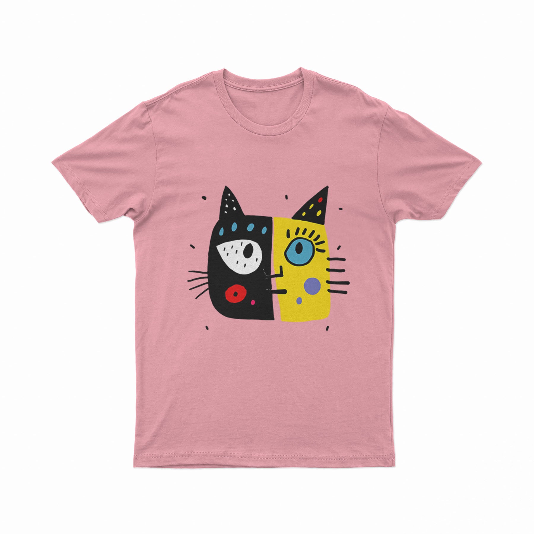 Holographic-Style Cat Face Tee – Aesthetic Y2K T-Shirt for EDM, Festivals & Nightlife
