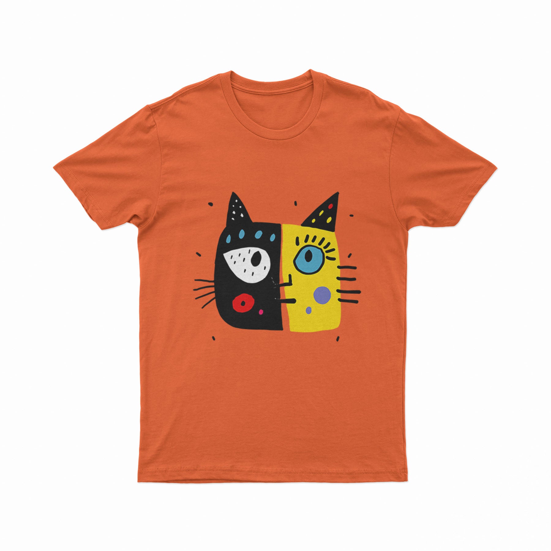 Holographic-Style Cat Face Tee – Aesthetic Y2K T-Shirt for EDM, Festivals & Nightlife