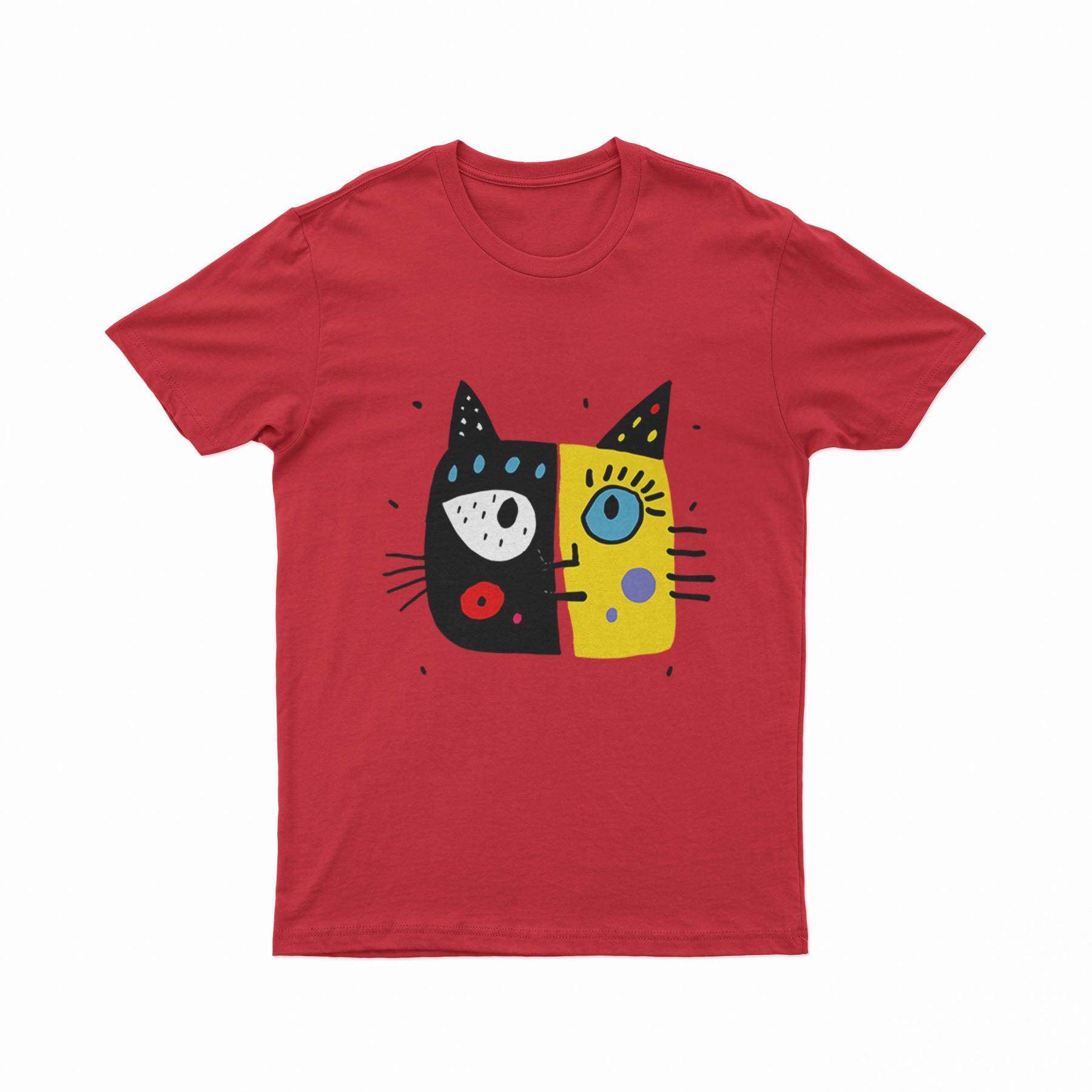 Holographic-Style Cat Face Tee – Aesthetic Y2K T-Shirt for EDM, Festivals & Nightlife