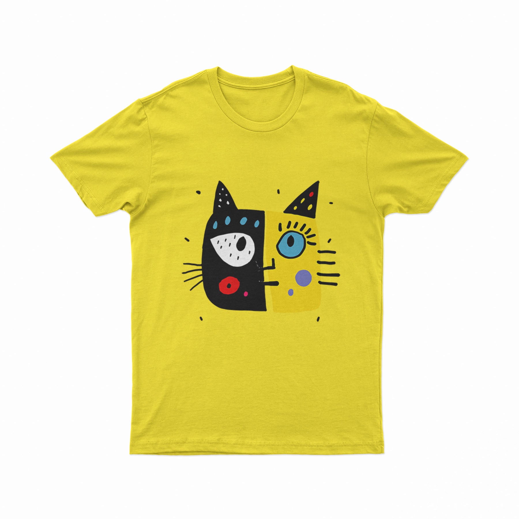 Holographic-Style Cat Face Tee – Aesthetic Y2K T-Shirt for EDM, Festivals & Nightlife
